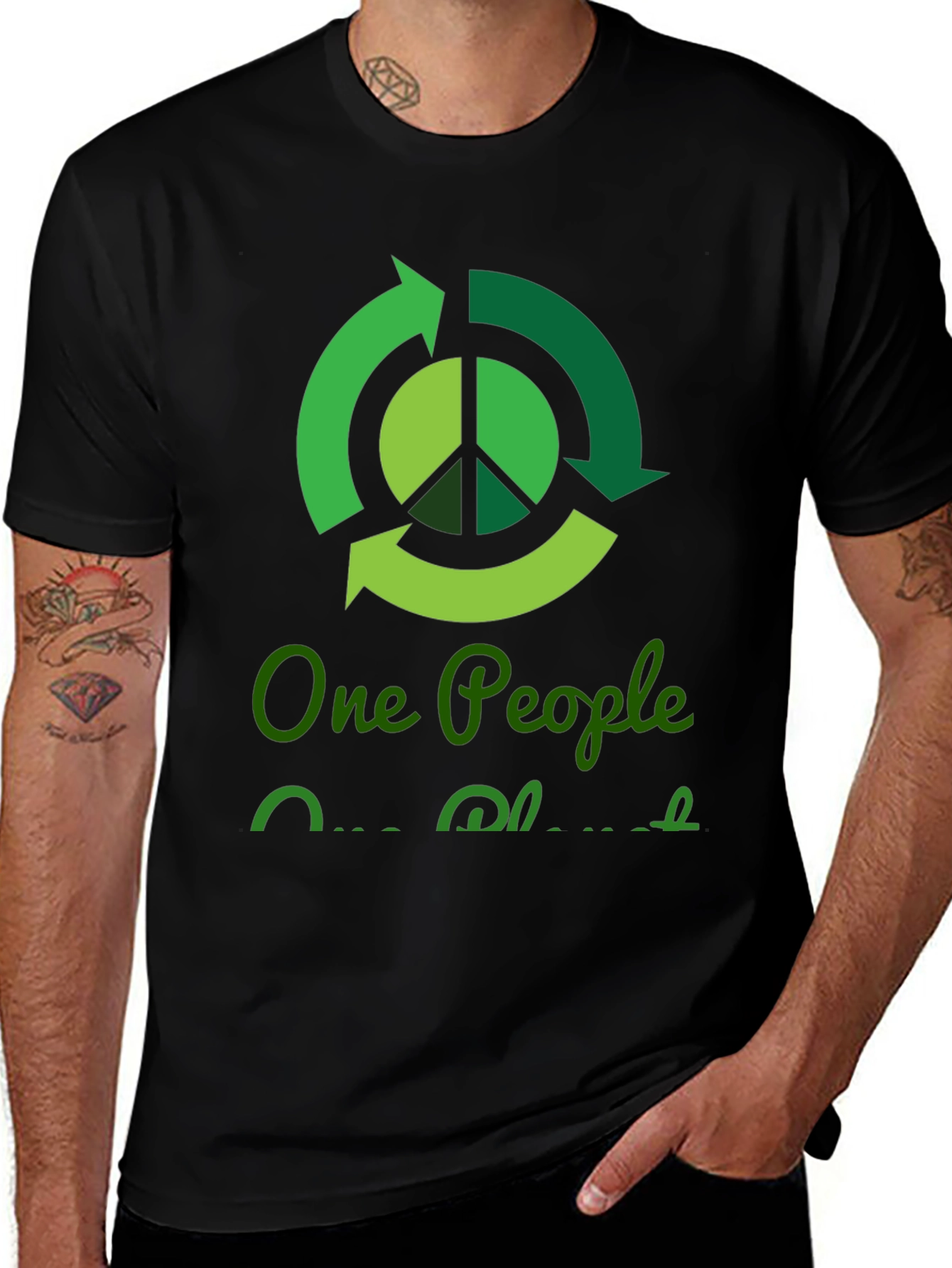 Variant 22 of Eco-Friendly "One People One Planet" Graphic T-Shirt