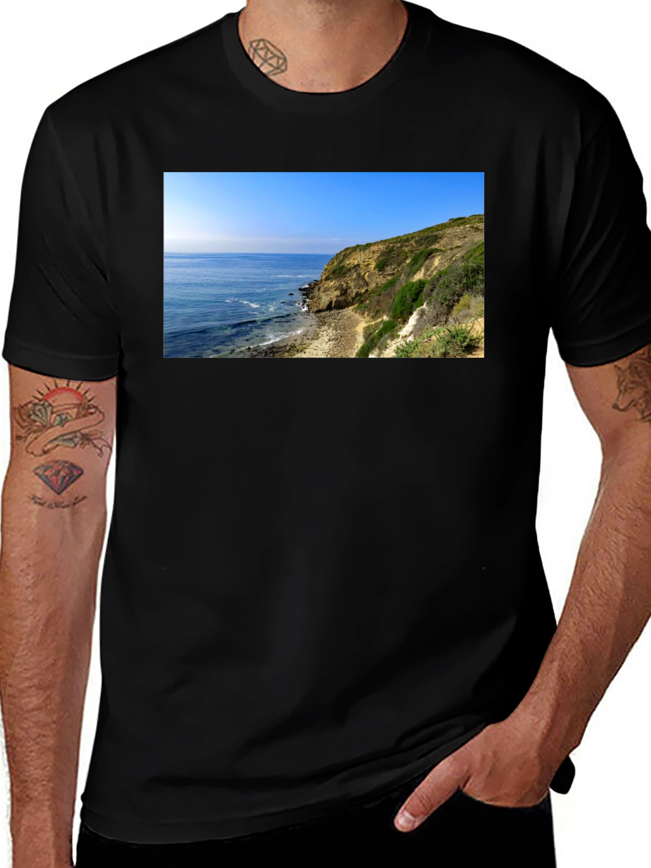 Variant 8 of Coastal Cliff T-Shirt - Men's Black Tee