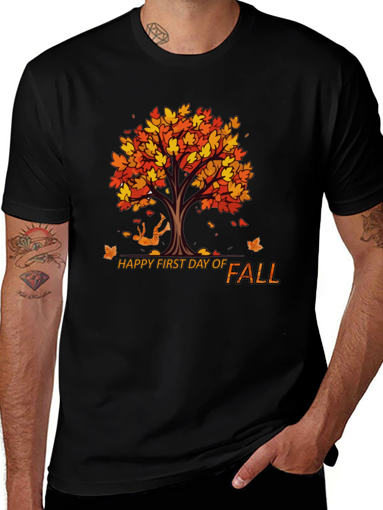 Variant 17 of Happy First Day of Fall Black T-Shirt
