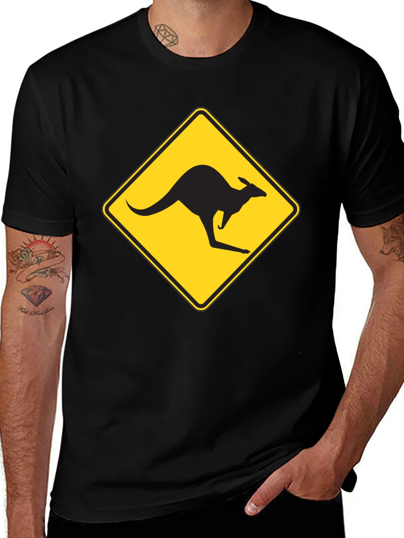 Variant 15 of Kangaroo Crossing Black T-Shirt