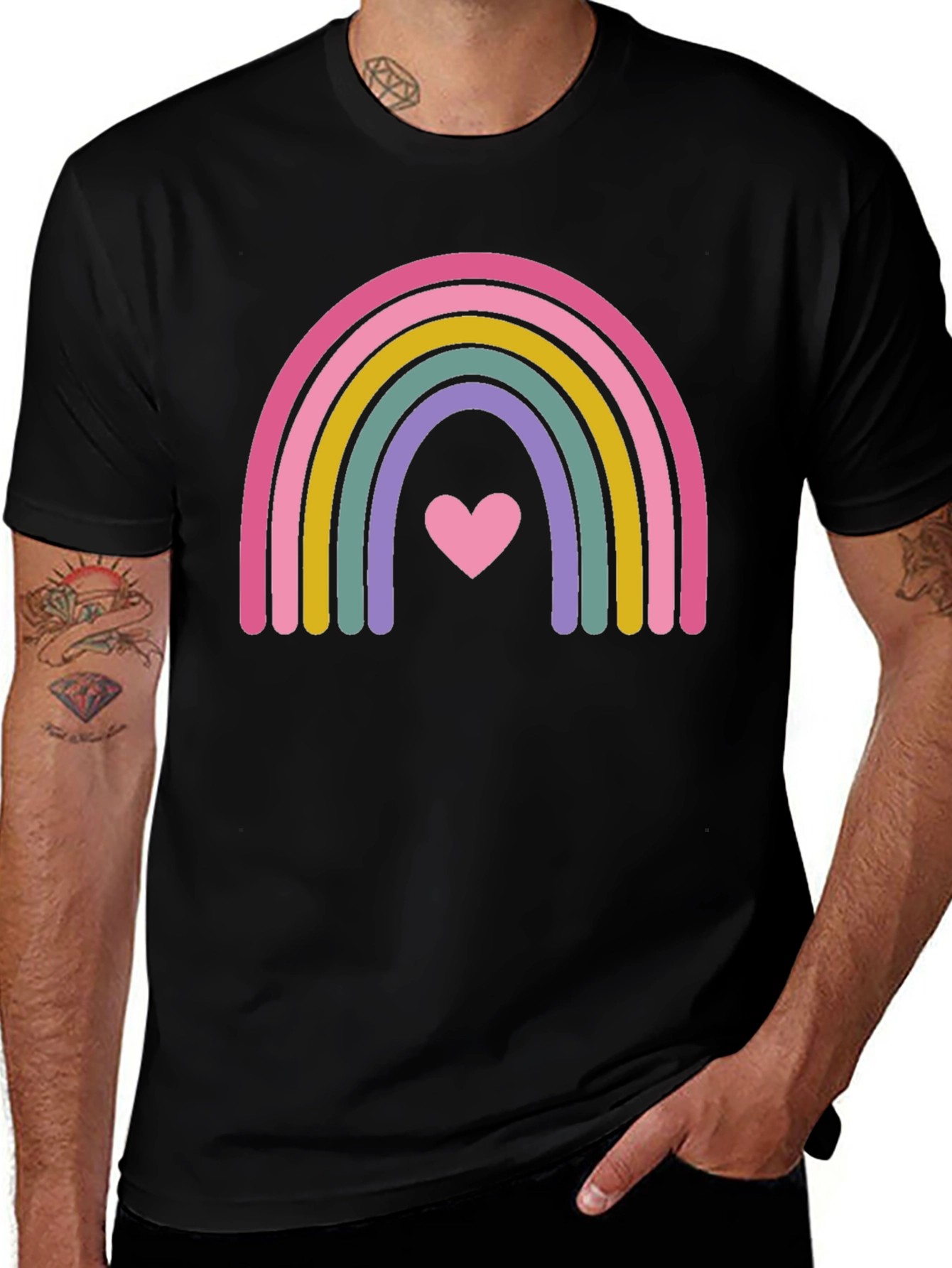 Variant 6 of Rainbow Heart Graphic Tee - Soft Cotton Blend