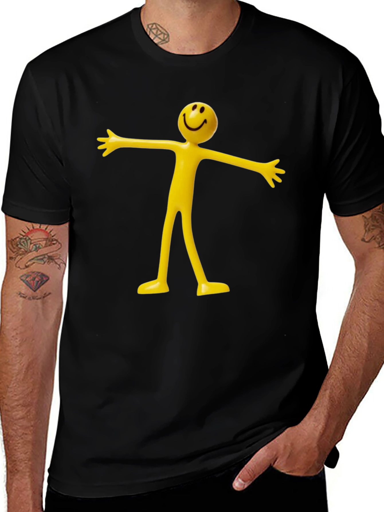 Variant 20 of Smiley Figure Graphic Black T-Shirt