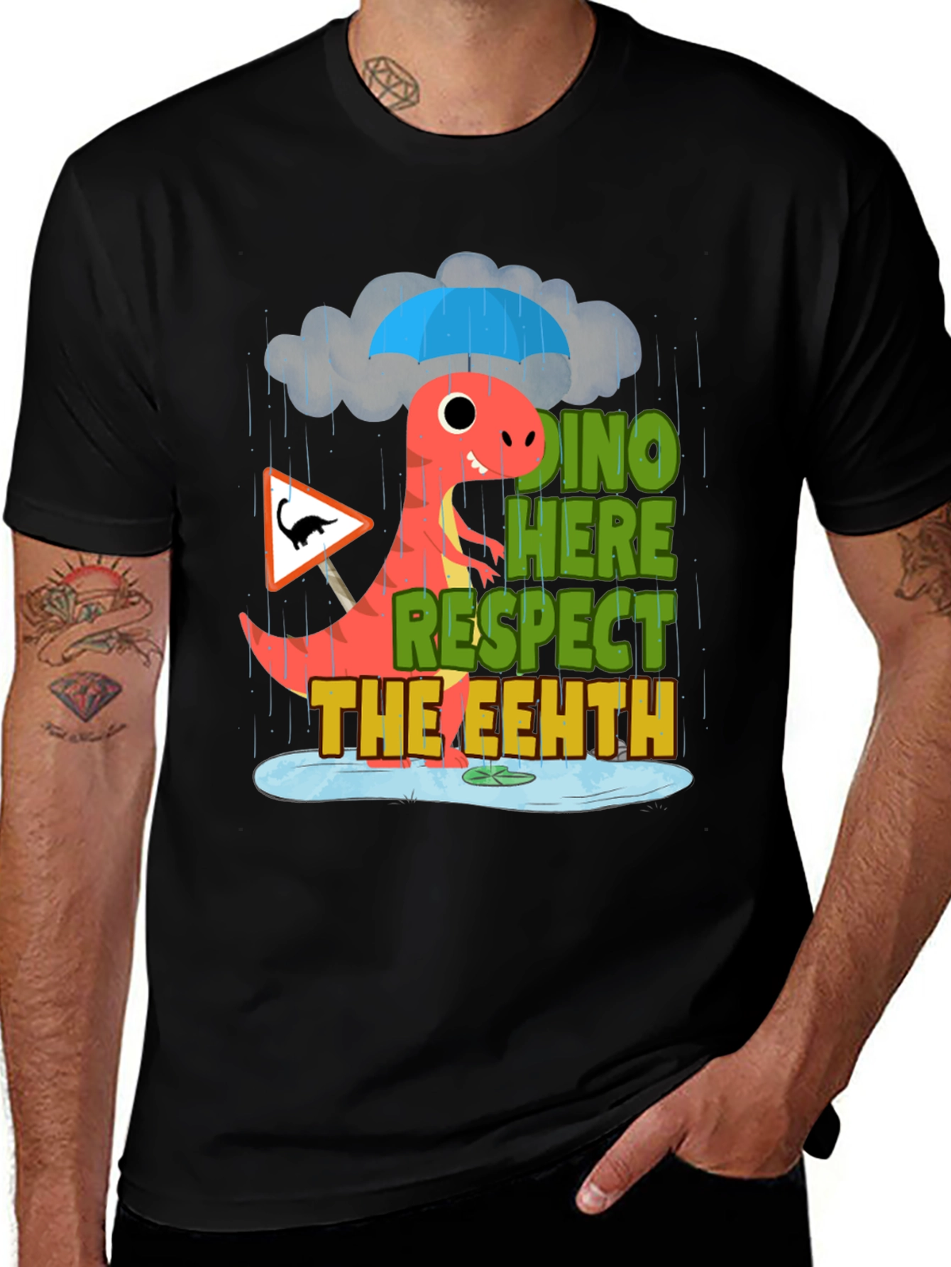 Variant 28 of Dino Here Respect The Eeeth Funny T-Shirt