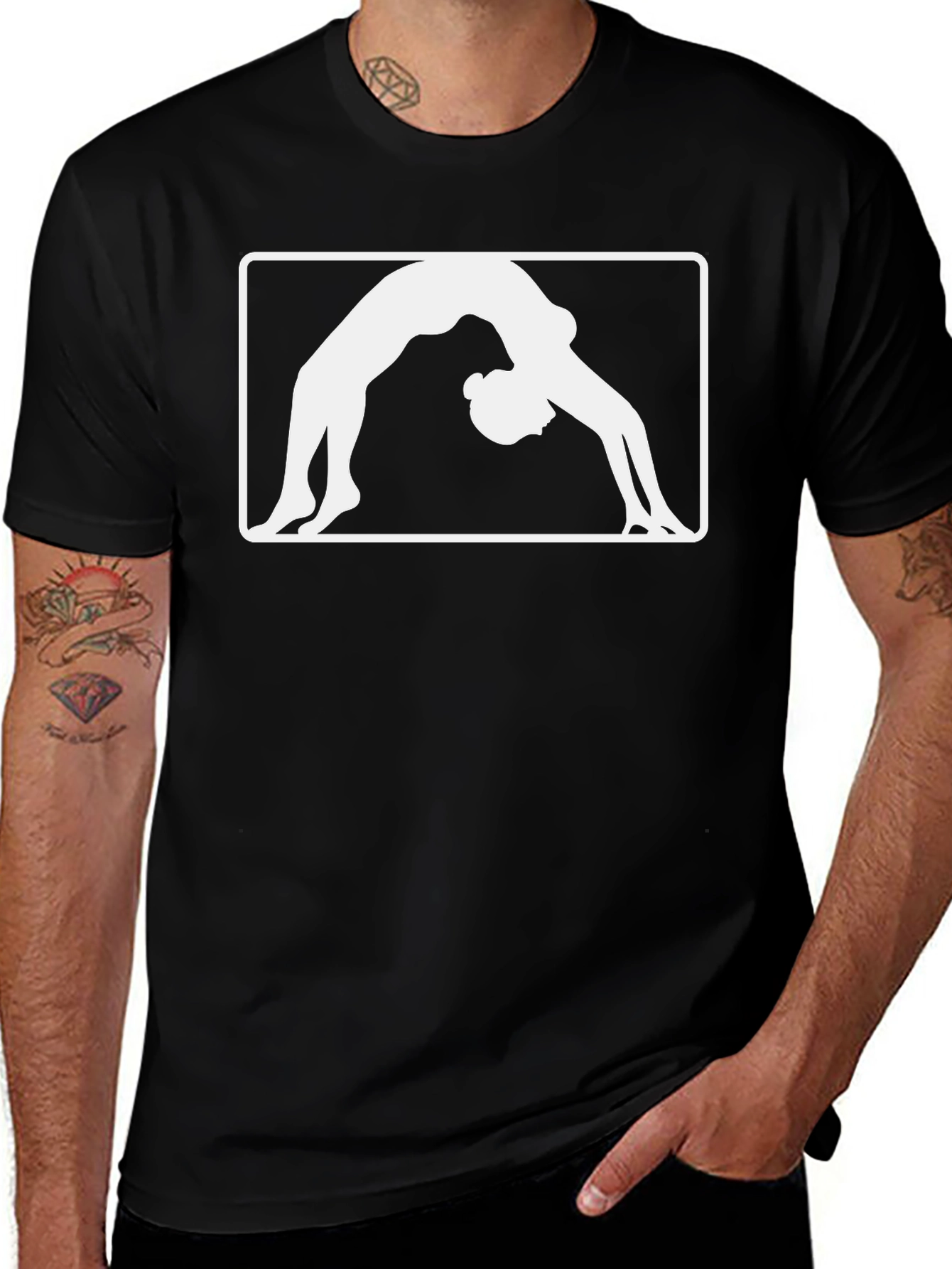 Variant 15 of Yoga Silhouette Graphic Tee - Black Cotton Shirt