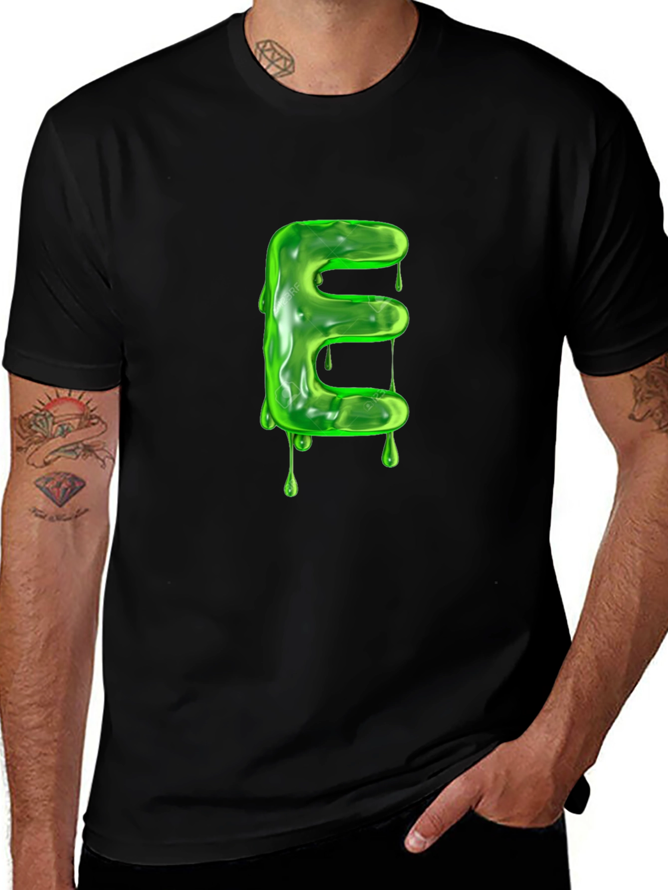 Variant 20 of Slime Letter E Graphic Tee - Unique Design