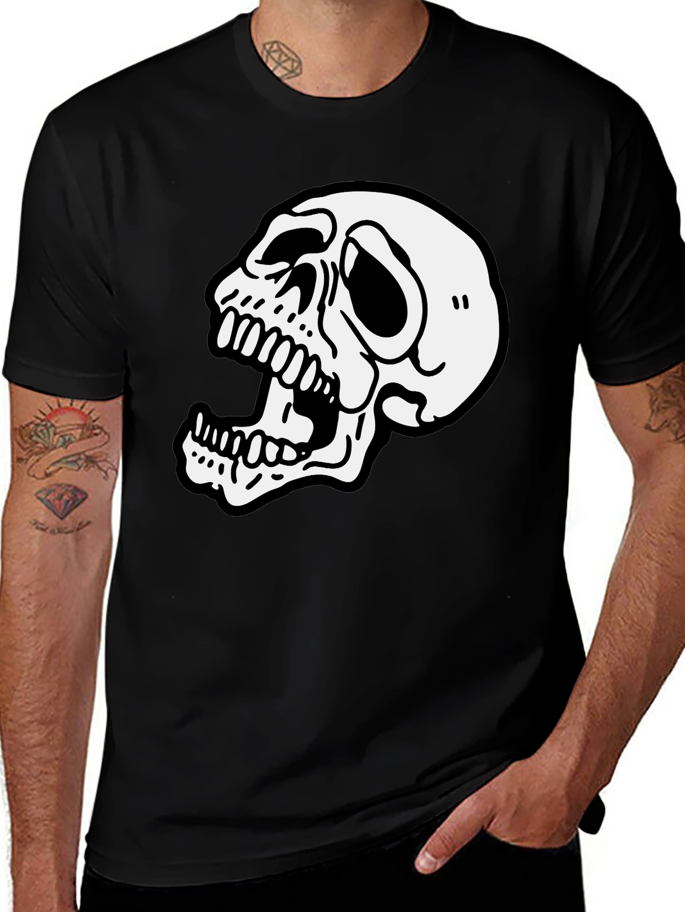 Variant 16 of Skull Graphic Print Black T-Shirt