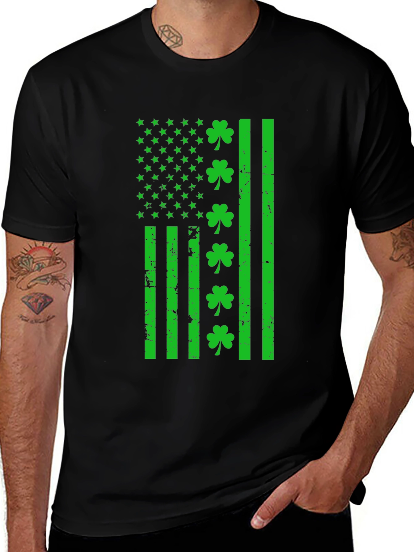Variant 27 of St. Patrick's Day Shamrock Flag Graphic T-Shirt