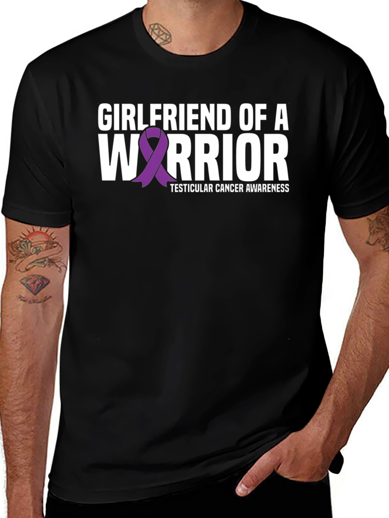 Variant 4 of Girlfriend of a Warrior Testicular Cancer Awareness T-Shirt