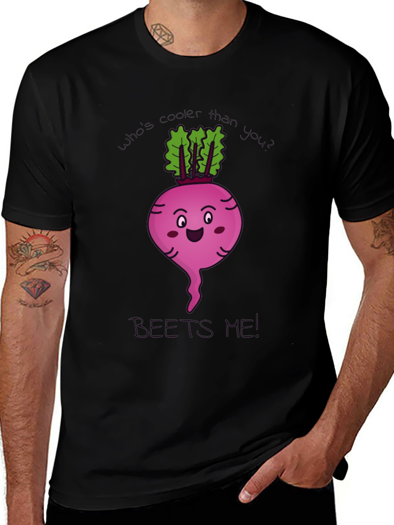 Funny Beetroot Cartoon T-Shirt - What's Cooler Than Beets Me