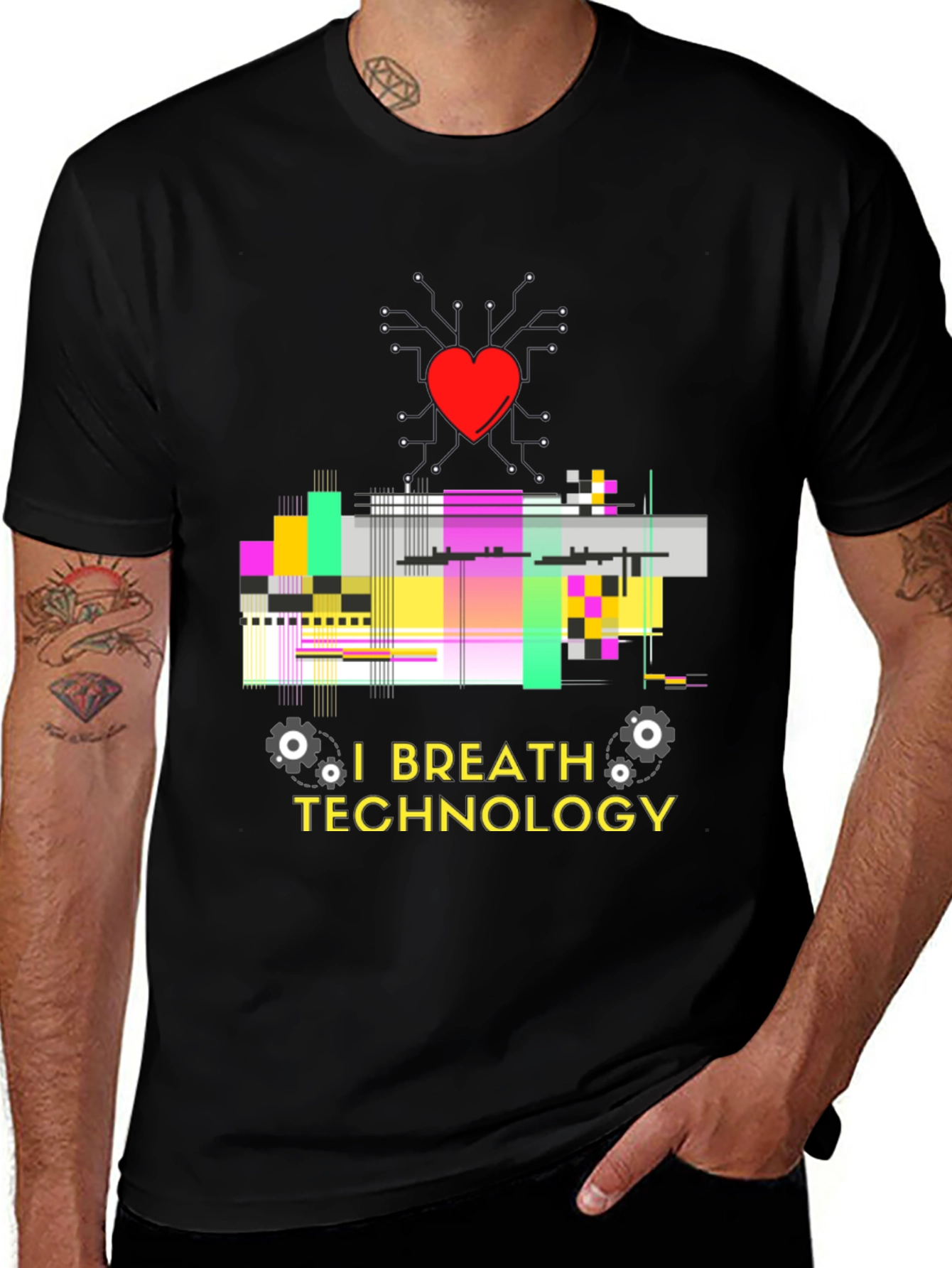 Variant 6 of I Breath Technology Graphic Tee - Cool Tech Lover T-Shirt