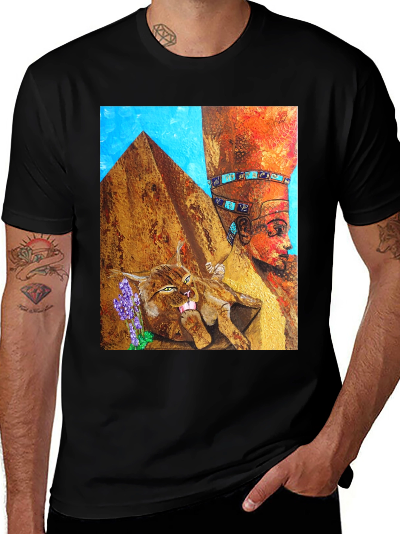 Variant 2 of Egyptian Cat Pharaoh Art T-Shirt