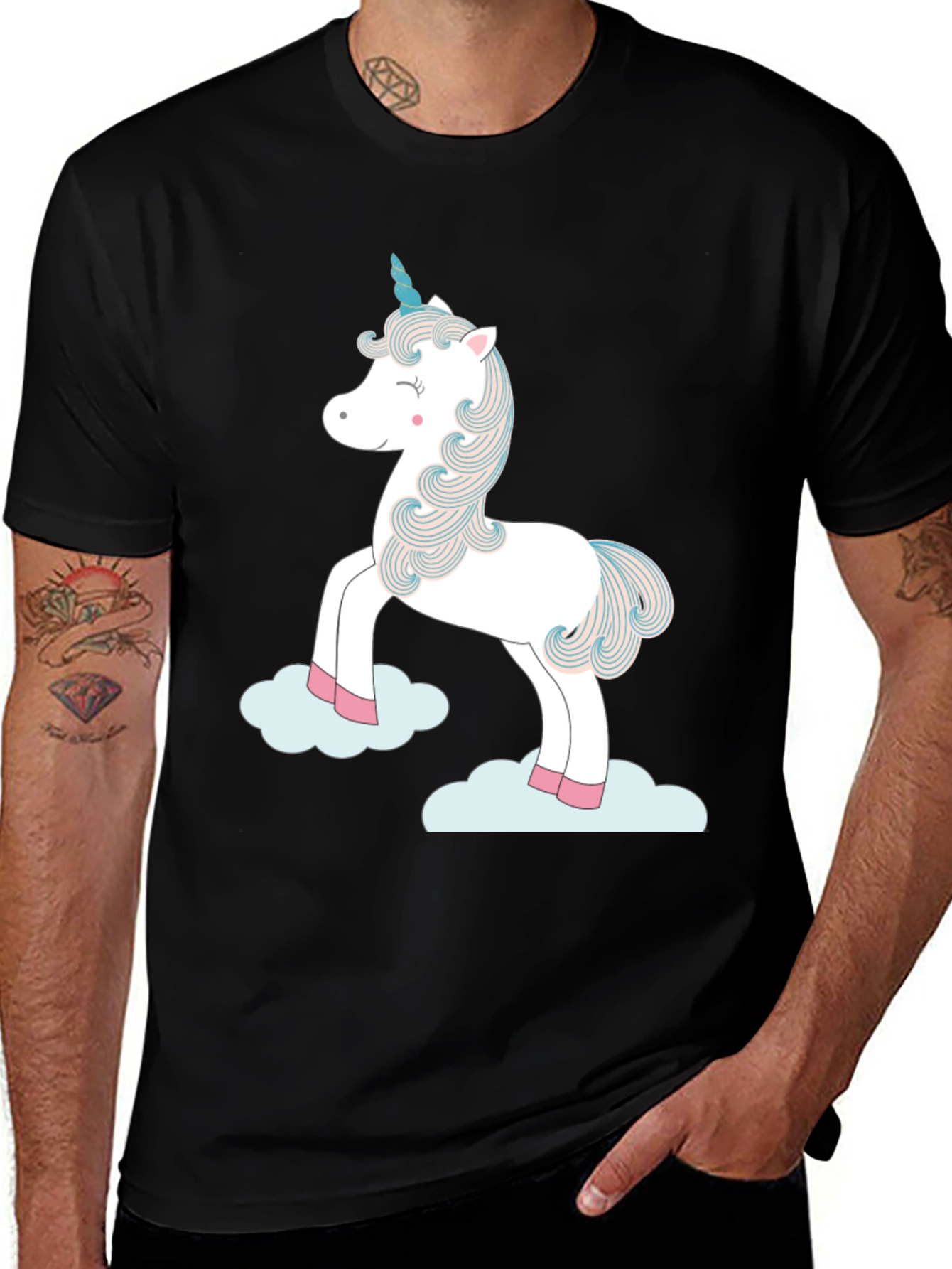 Variant 29 of Unicorn Graphic Tee - Black Cotton Casual T-Shirt