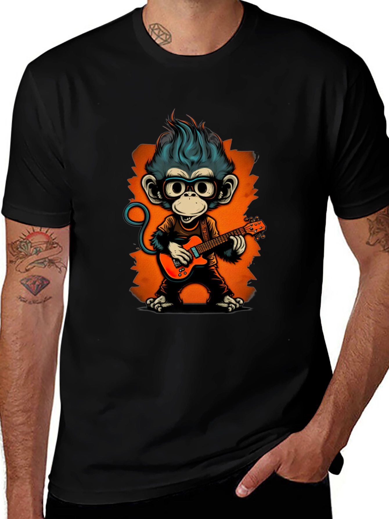 Variant 28 of Cool Monkey Guitarist Graphic Tee