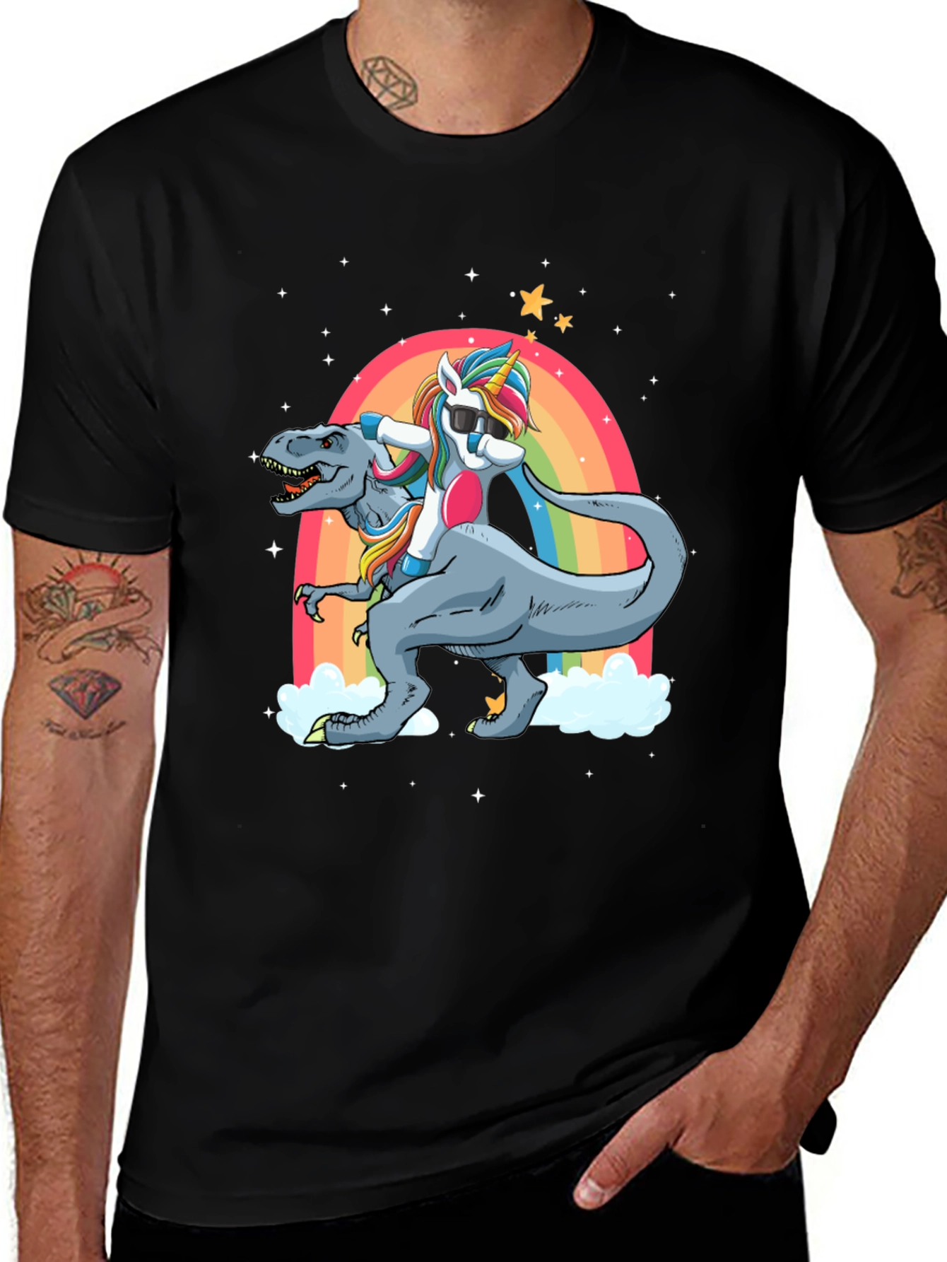 Variant 13 of Unicorn Riding T-Rex T-Shirt