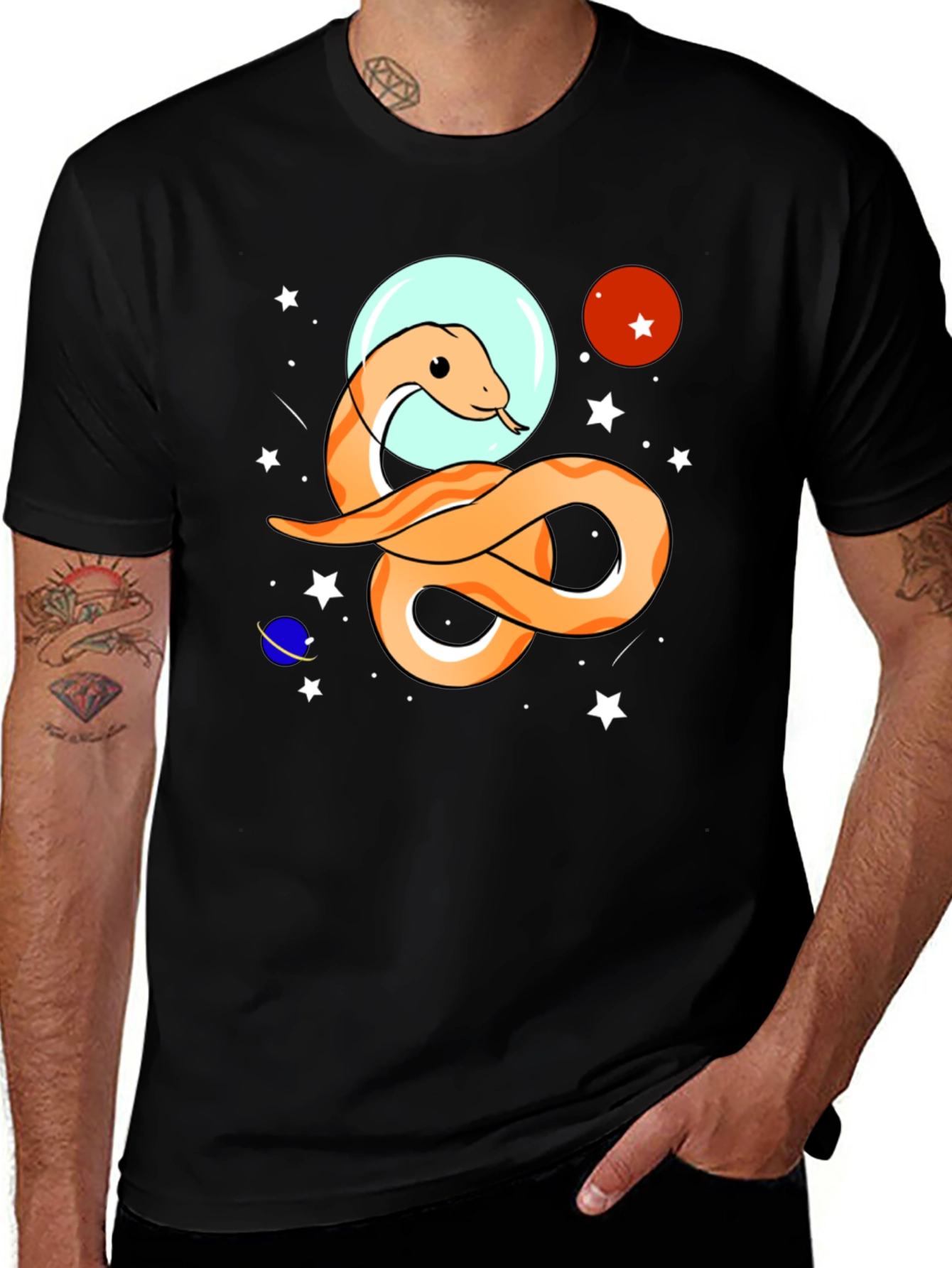 Variant 28 of Space Snake Graphic Tee - Funky Universe Design