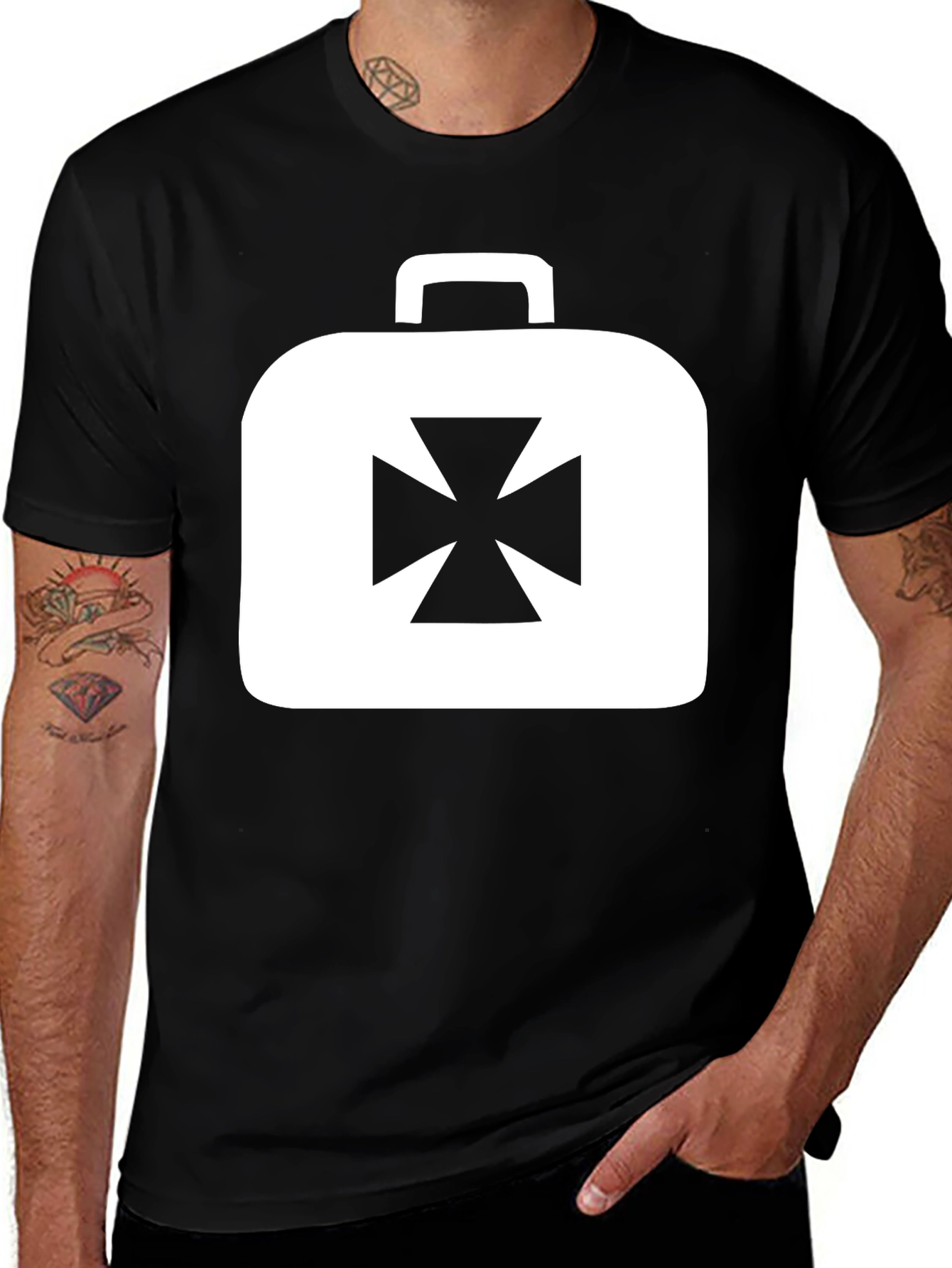Variant 10 of Iron Cross Briefcase Graphic Tee - Black