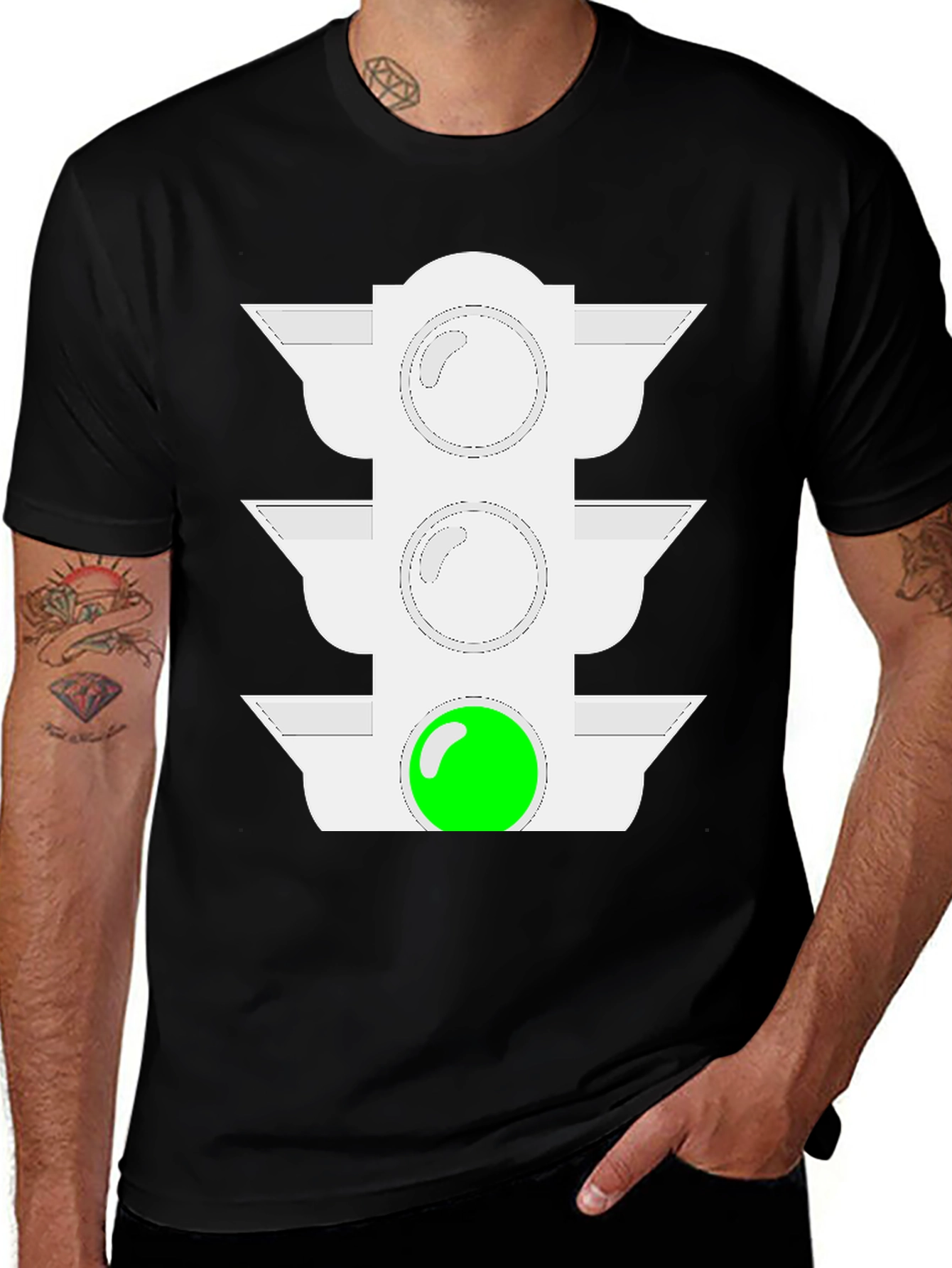 Variant 7 of Green Light Traffic Signal Graphic Tee - Black