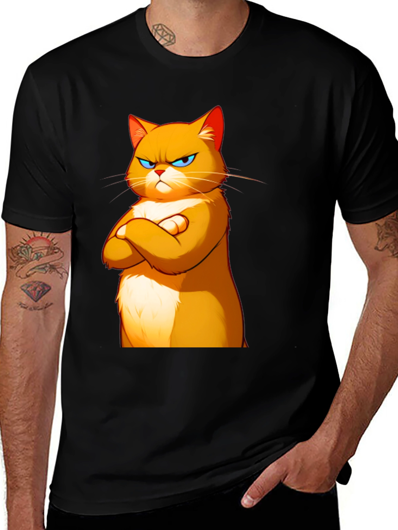 Variant 2 of Grumpy Cat Cartoon Graphic Black Tee
