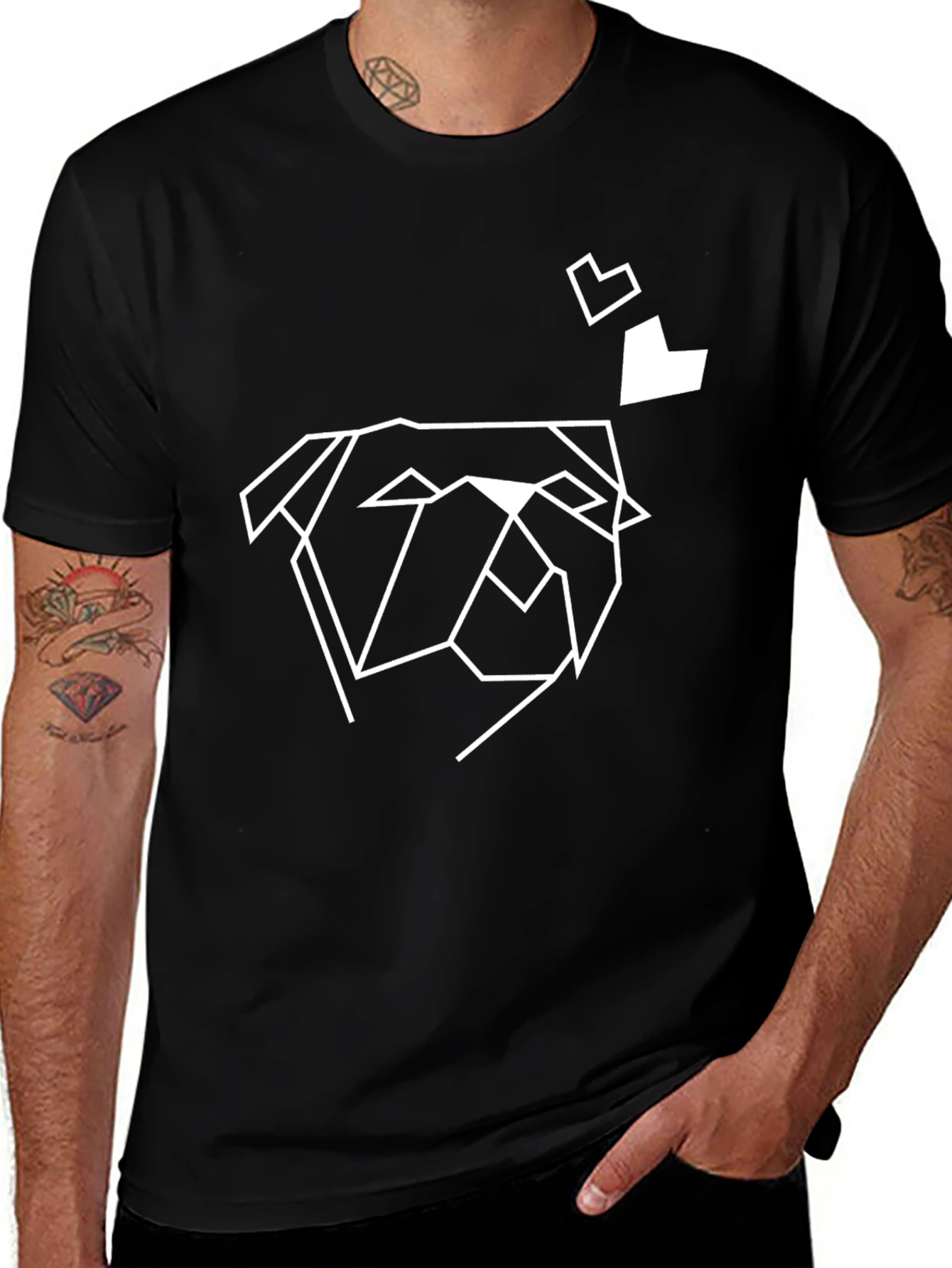 Variant 19 of Geometric Dog Tee - Modern Minimalist Black T-Shirt