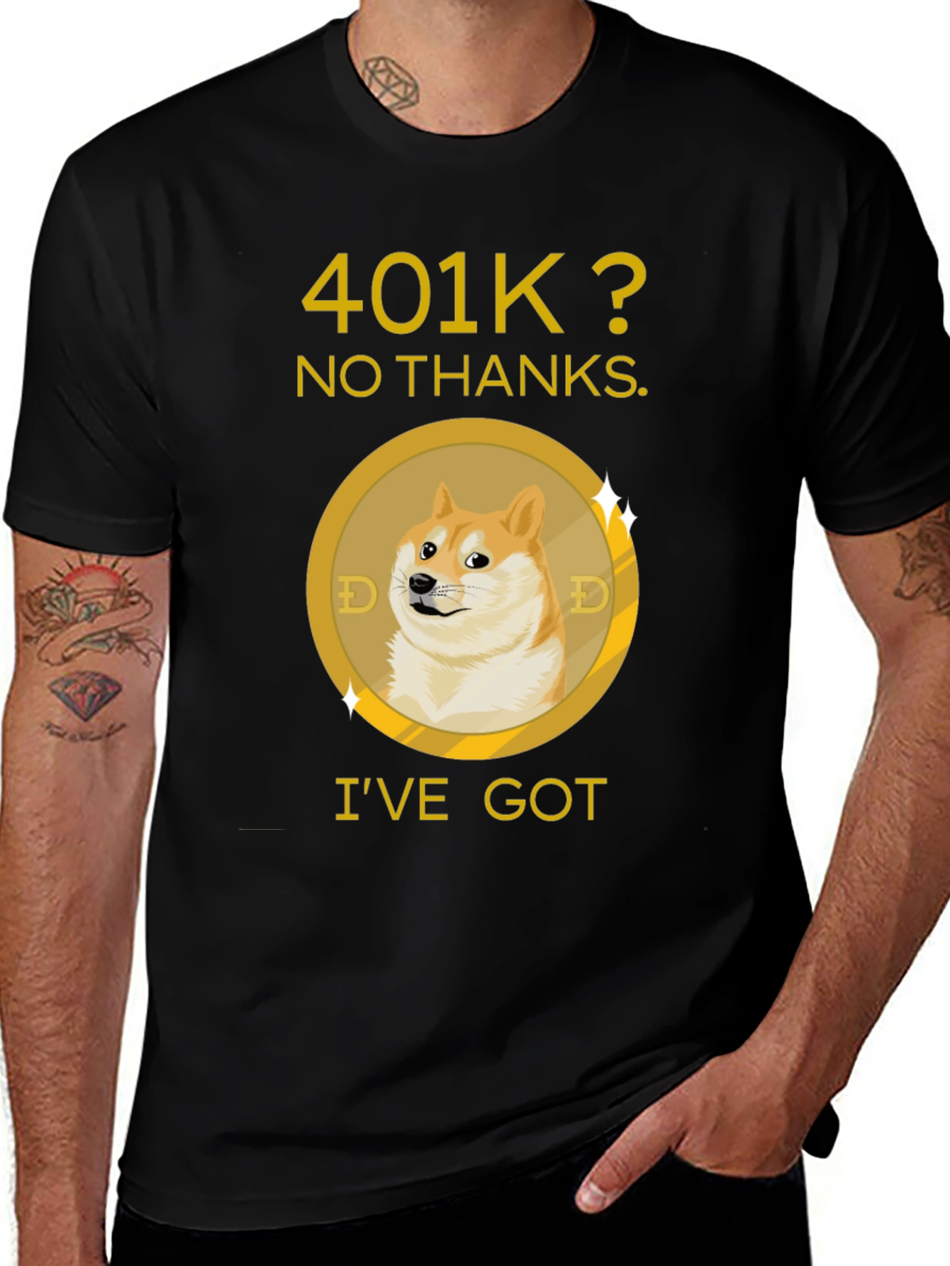 Variant 16 of Dogecoin Crypto T-Shirt - 401K? No Thanks!