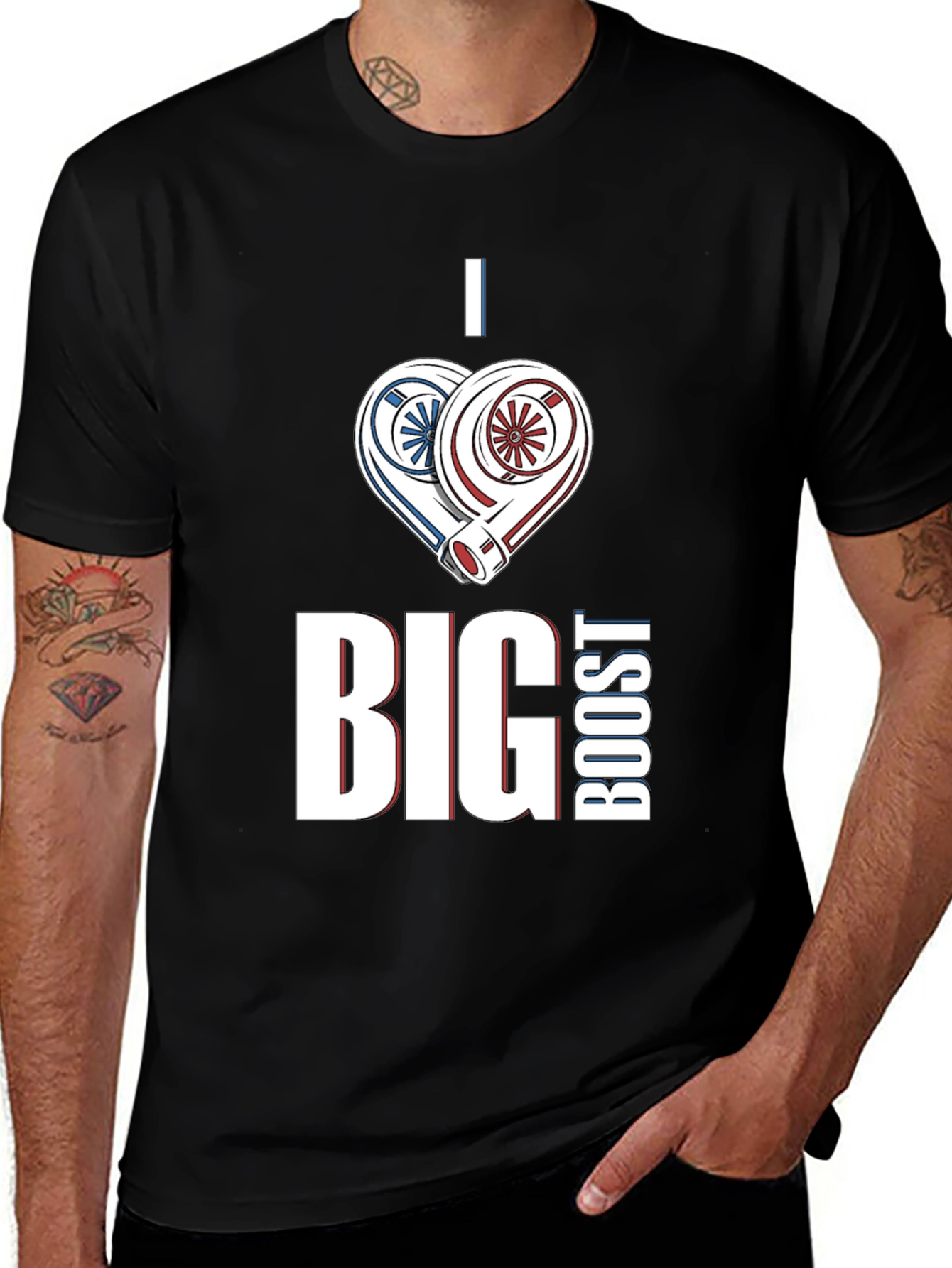I Heart Big Boost Black T-Shirt for Car Enthusiasts