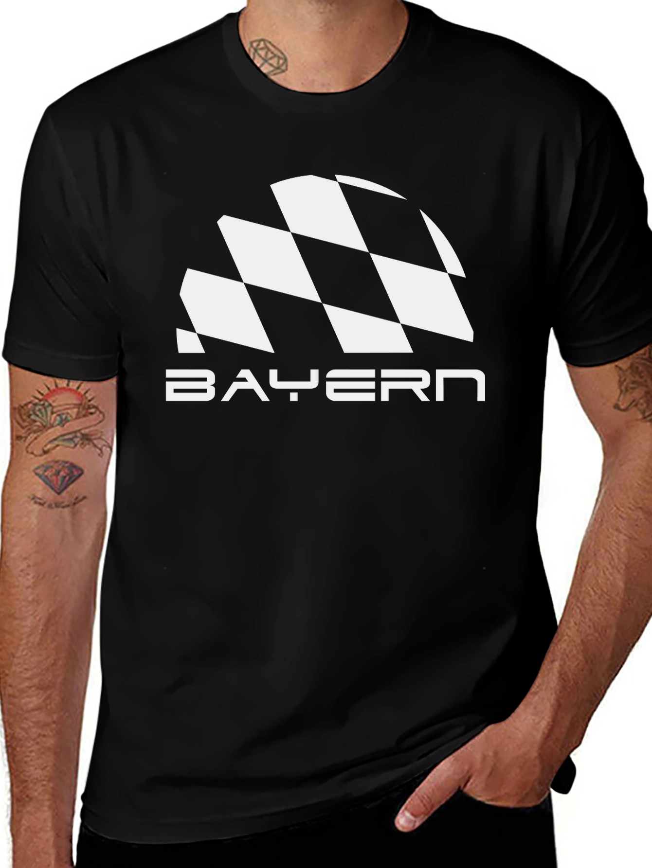 Variant 2 of Bayern Checkered Graphic Black T-Shirt