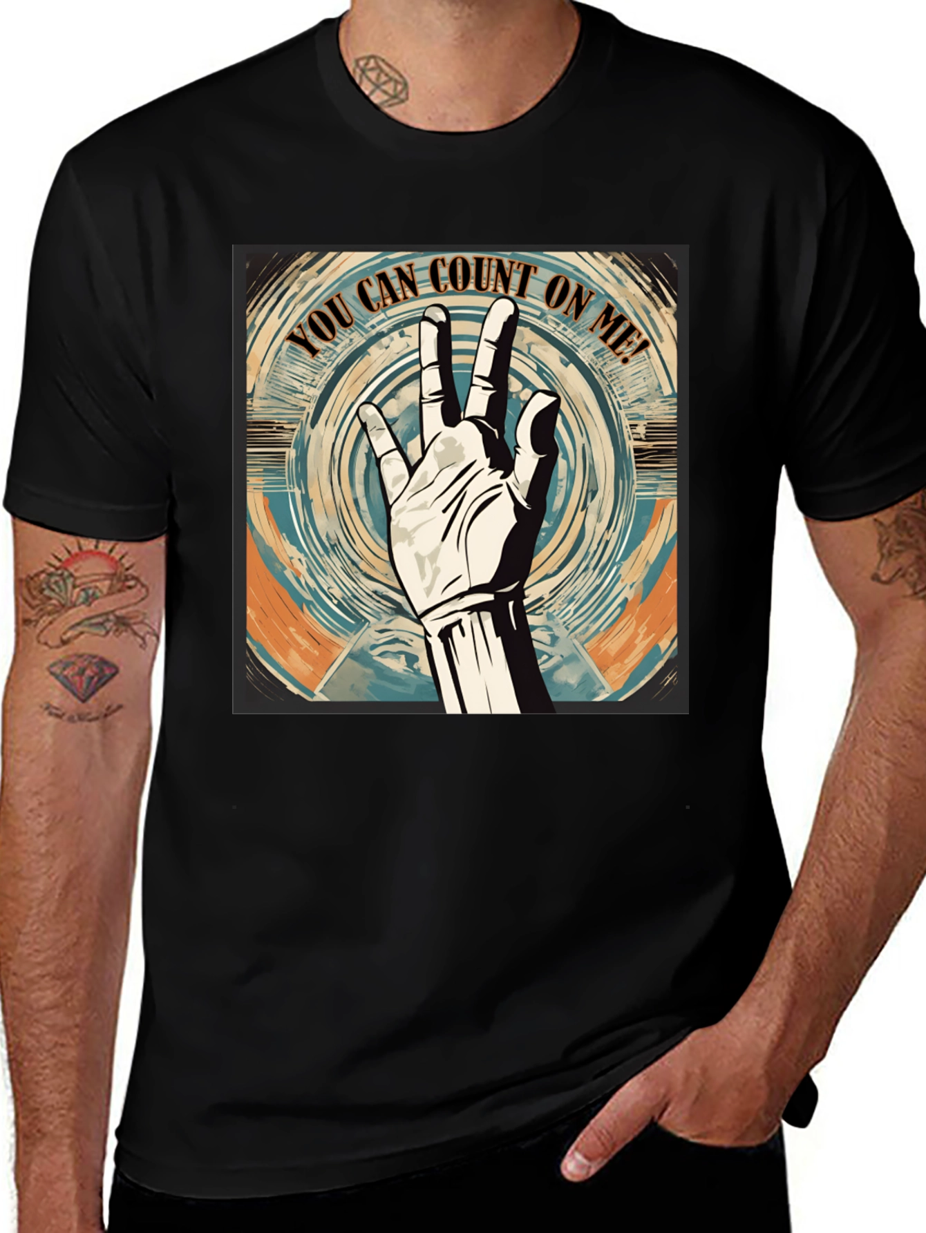 Variant 23 of Count On Me Hand Graphic Tee - Unique Design