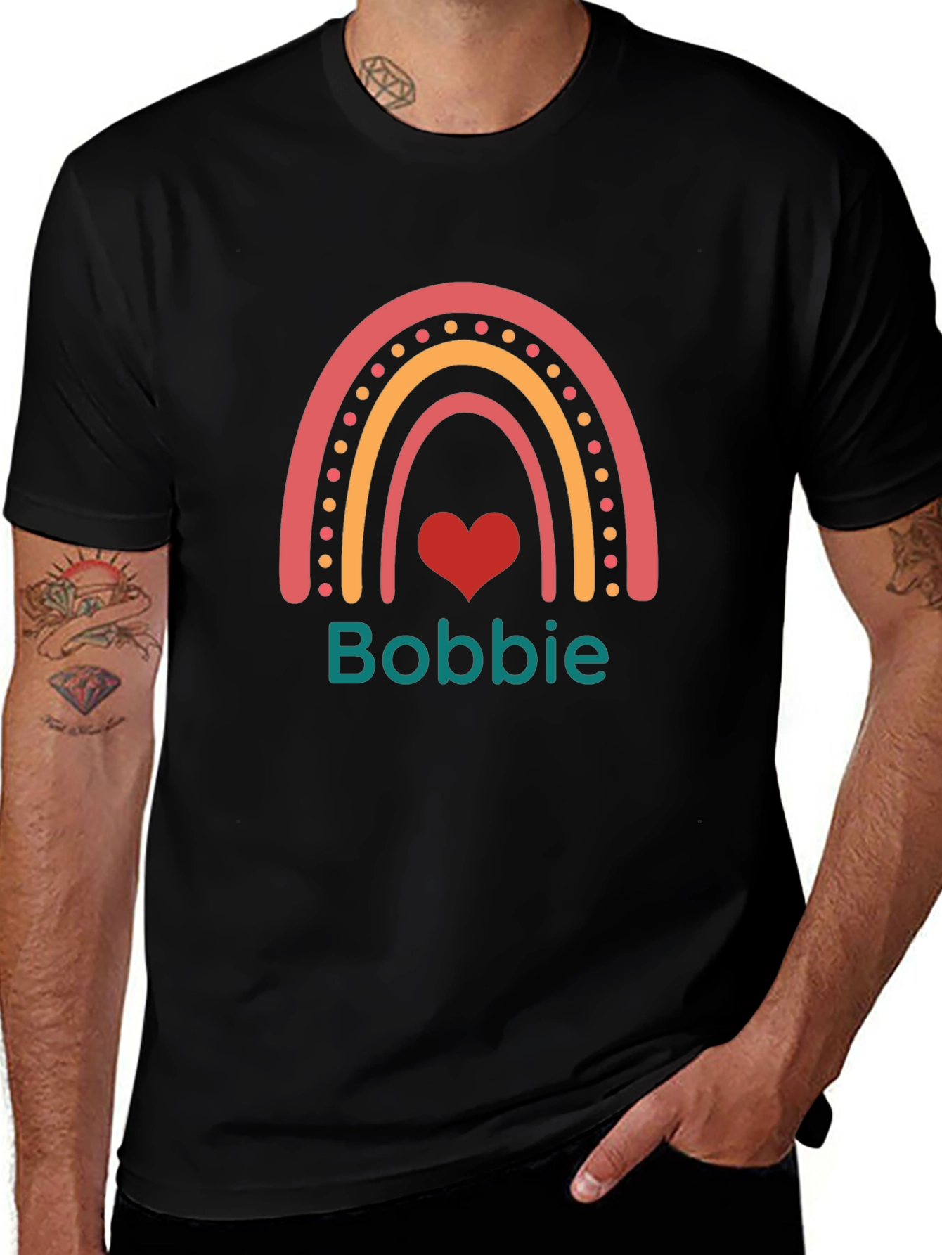 Variant 5 of Bobbie Rainbow Heart T-Shirt - Cute Custom Name Tee