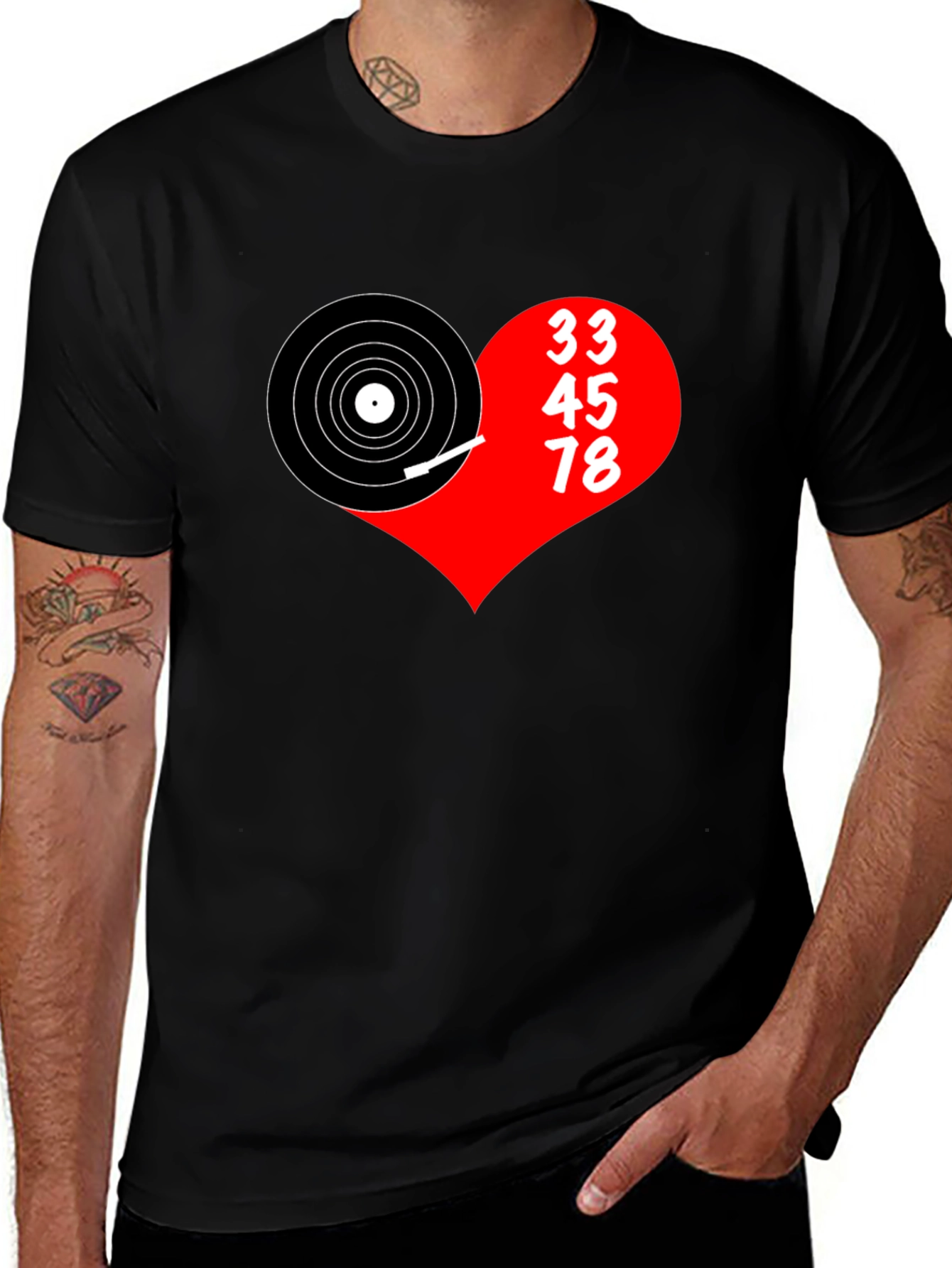 Variant 17 of Music Lover's T-Shirt: Vinyl Record Heart Design