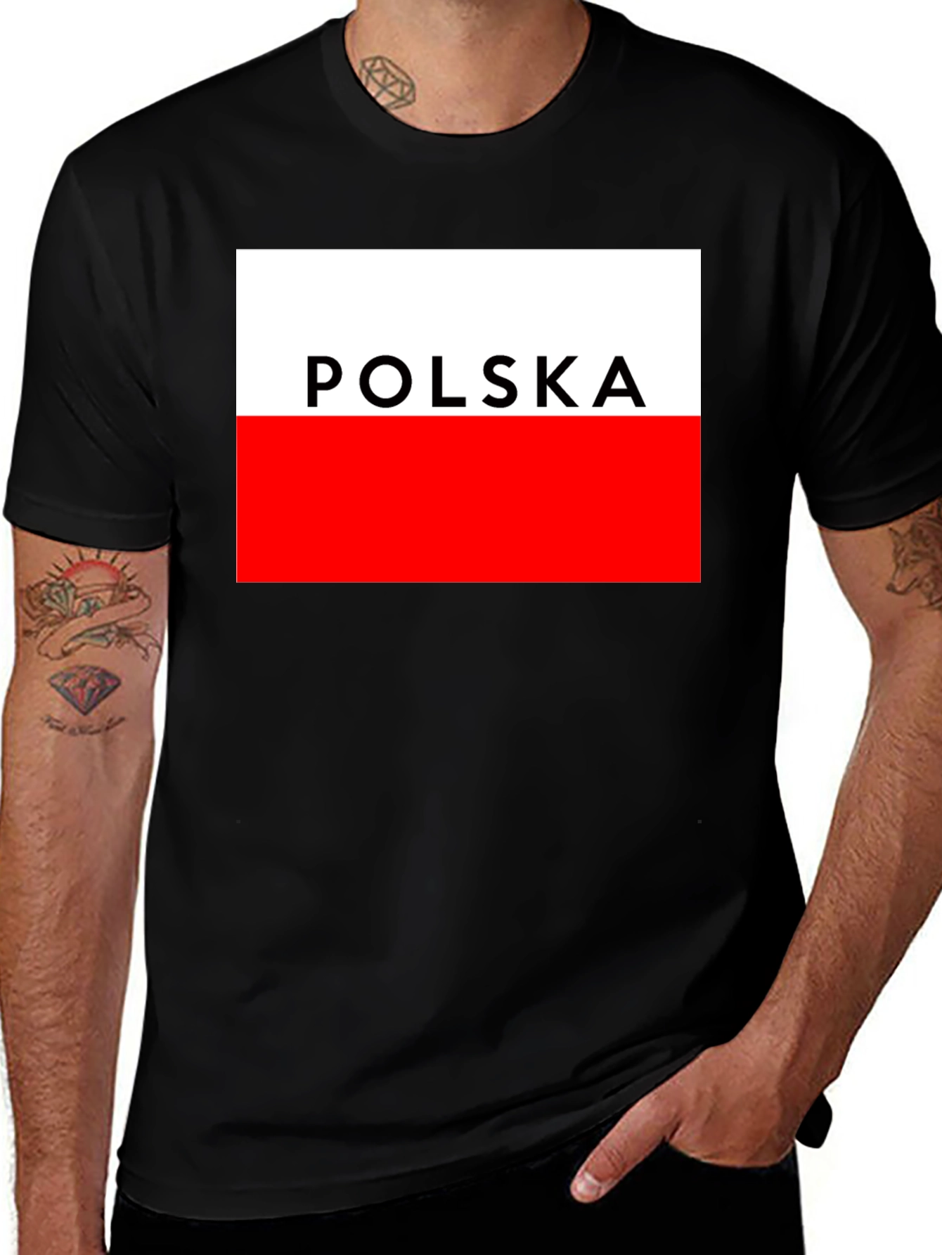 Poland Flag Graphic Tee - Black Unisex T-Shirt