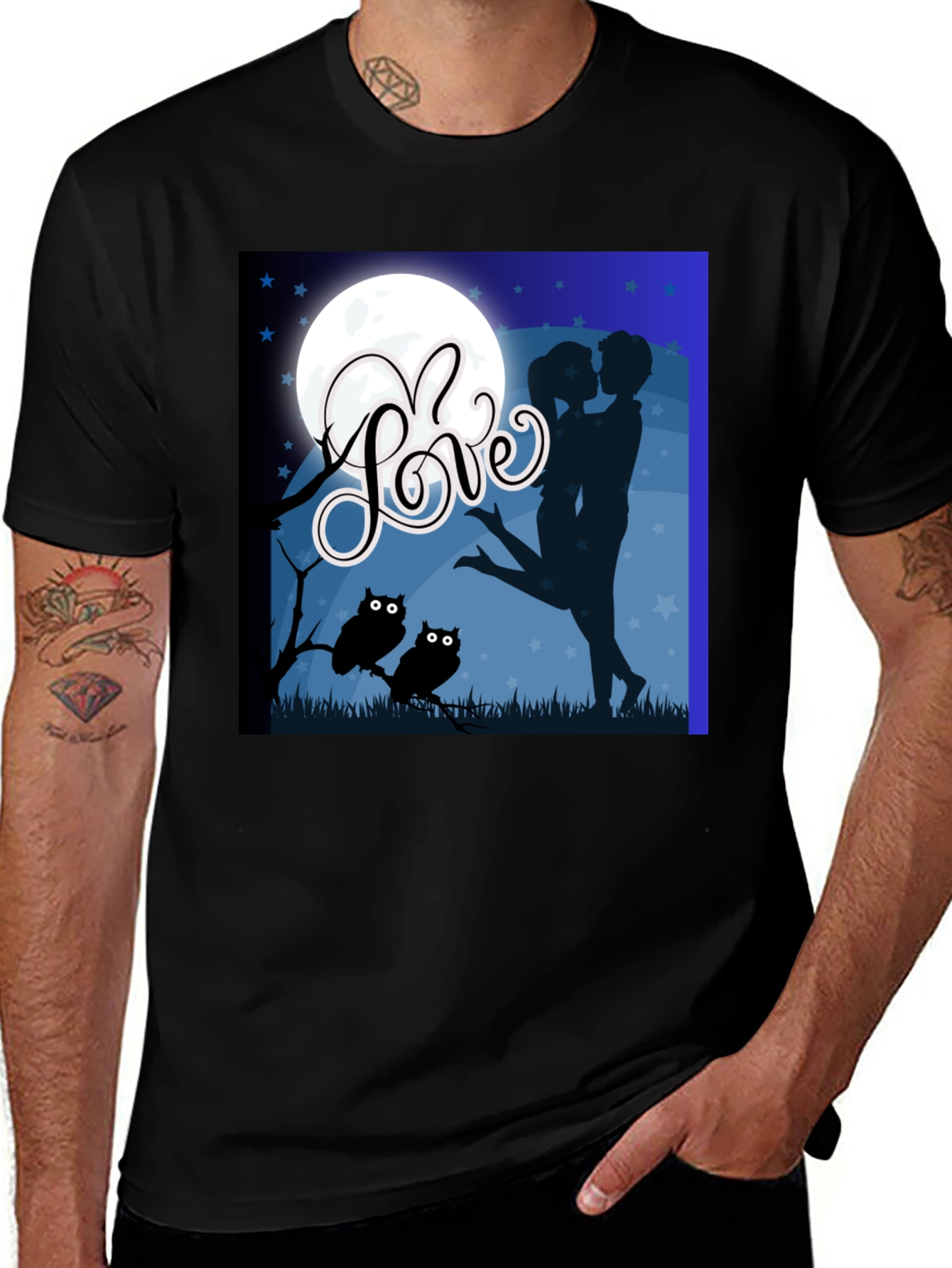 Variant 14 of Romantic Night Owl Love Graphic Tee