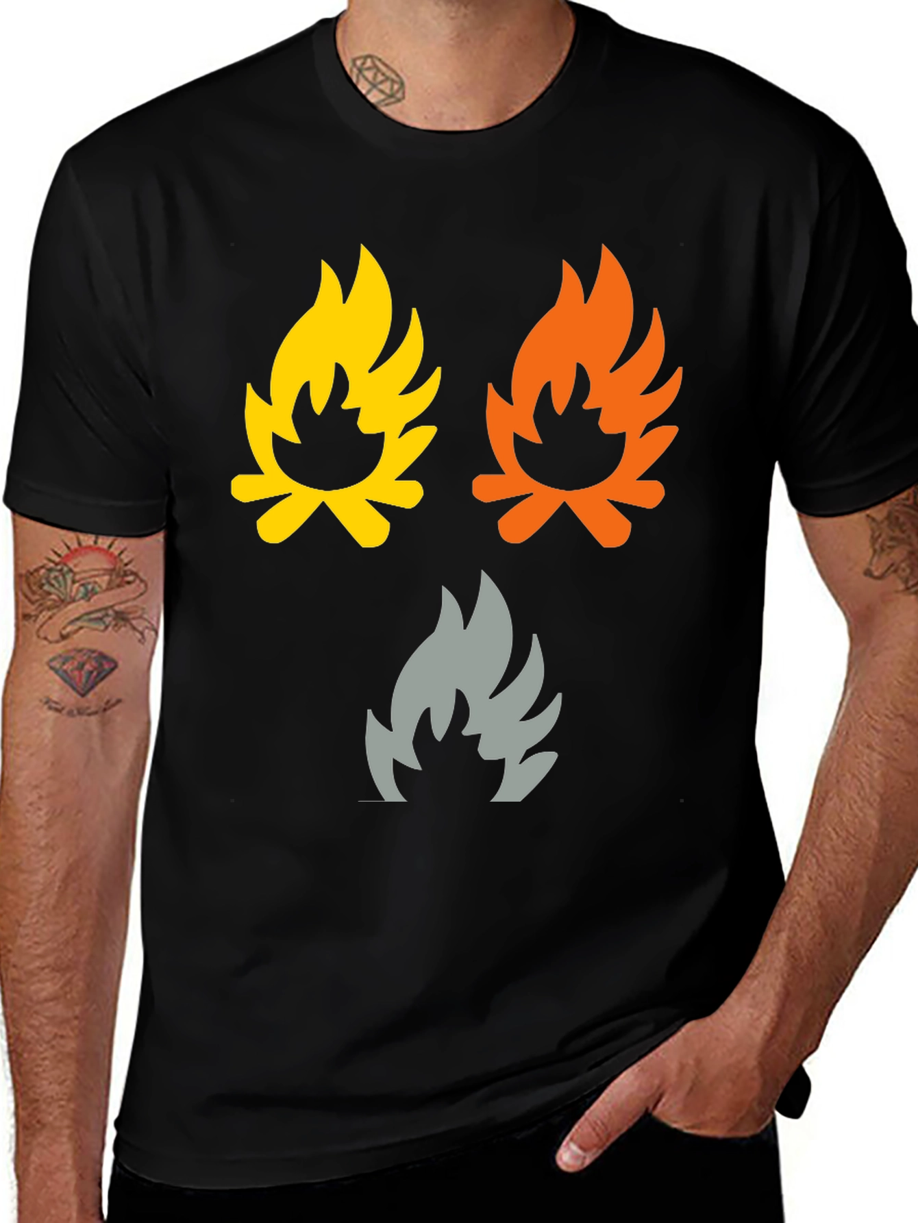 Black Campfire Flames Graphic Tee - Soft Cotton Shirt main image