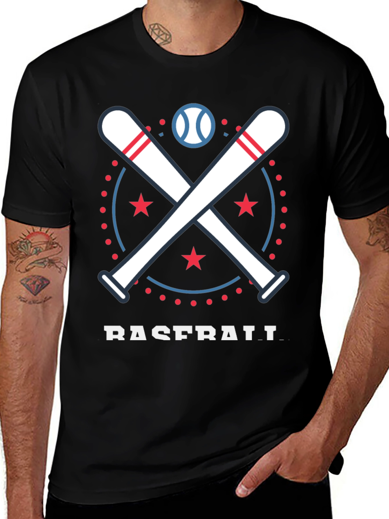 Variant 6 of Baseball Bats & Stars Graphic Tee