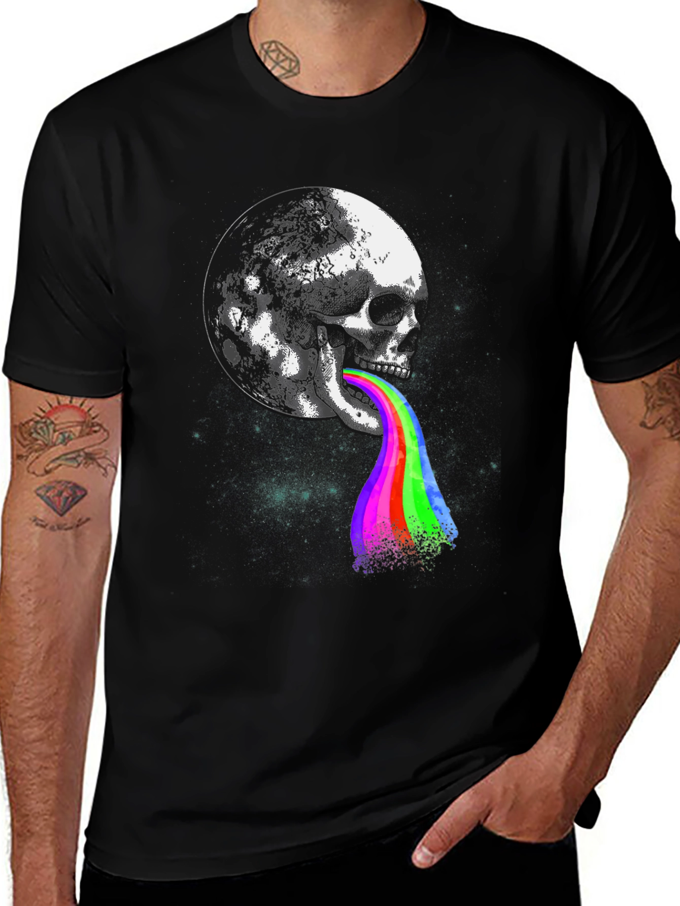 Variant 2 of Skull Moon Rainbow Tongue Graphic Tee
