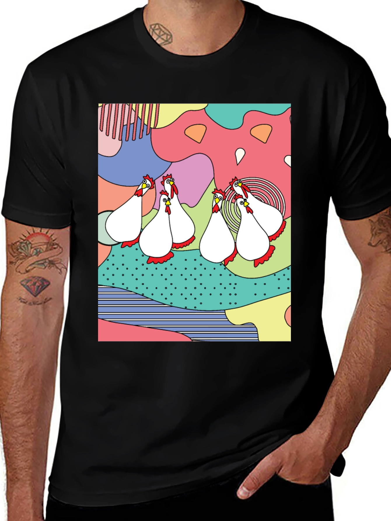 Variant 20 of Funky Chicken T-Shirt - Abstract Colorful Design