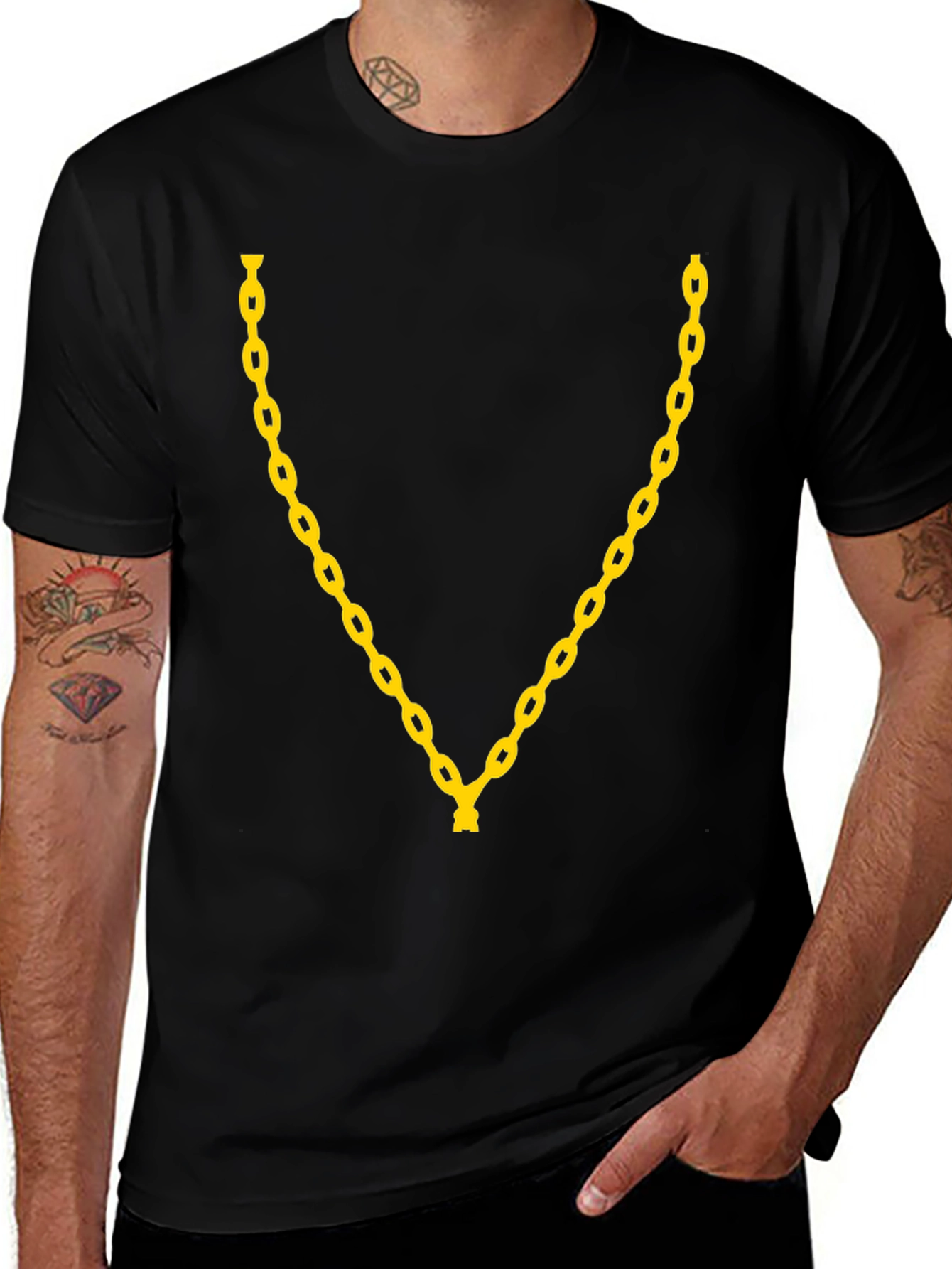Variant 19 of Gold Chain Graphic Black T-Shirt
