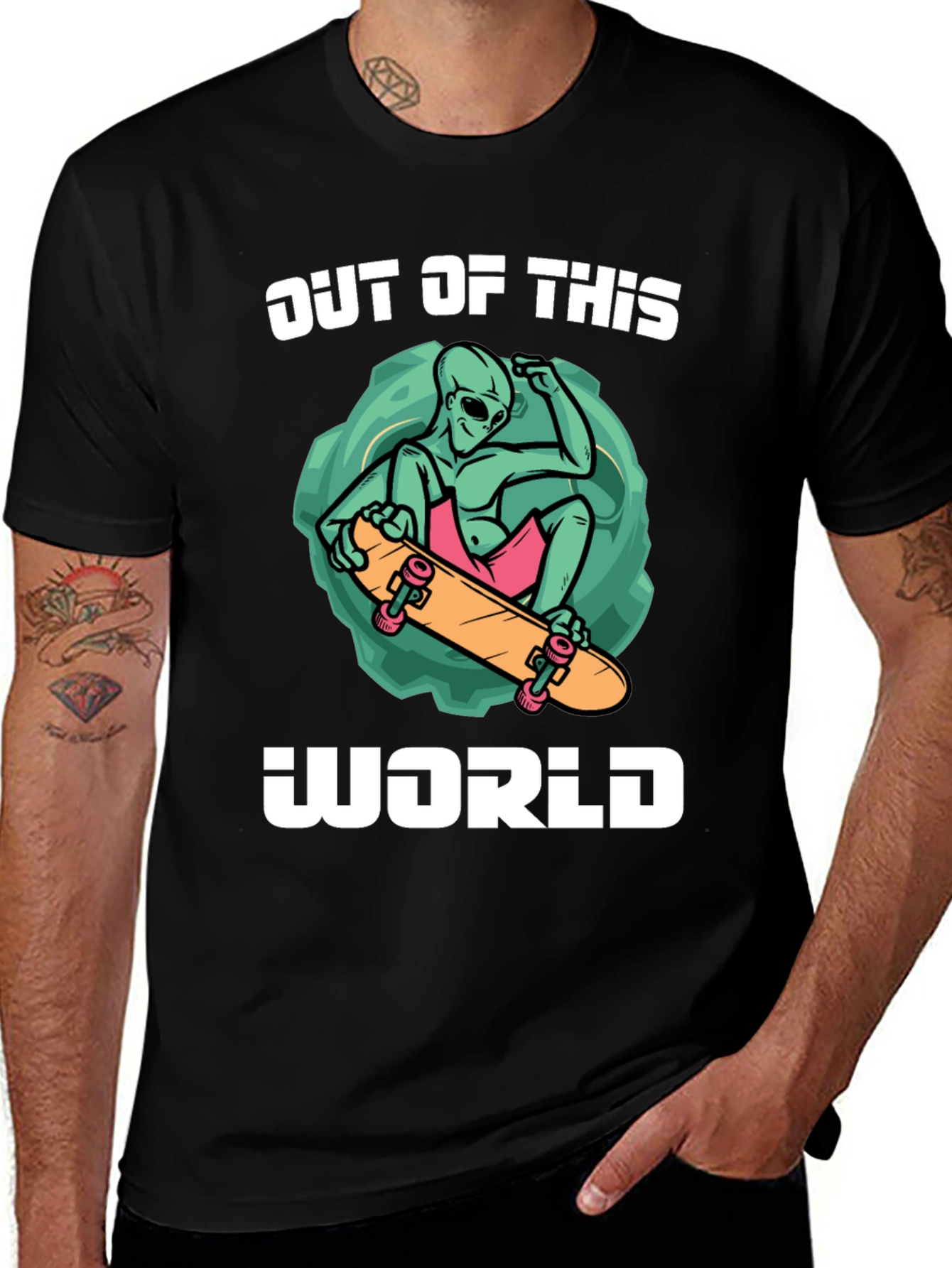 Variant 23 of Out of This World Alien Skateboarder T-Shirt