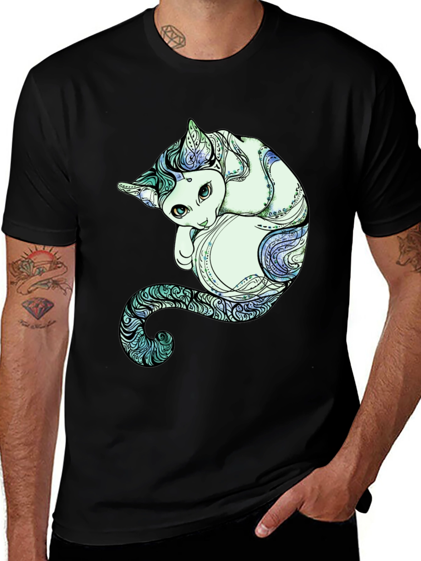 Variant 25 of Unique Cat Graphic Tee - Artistic Comfort