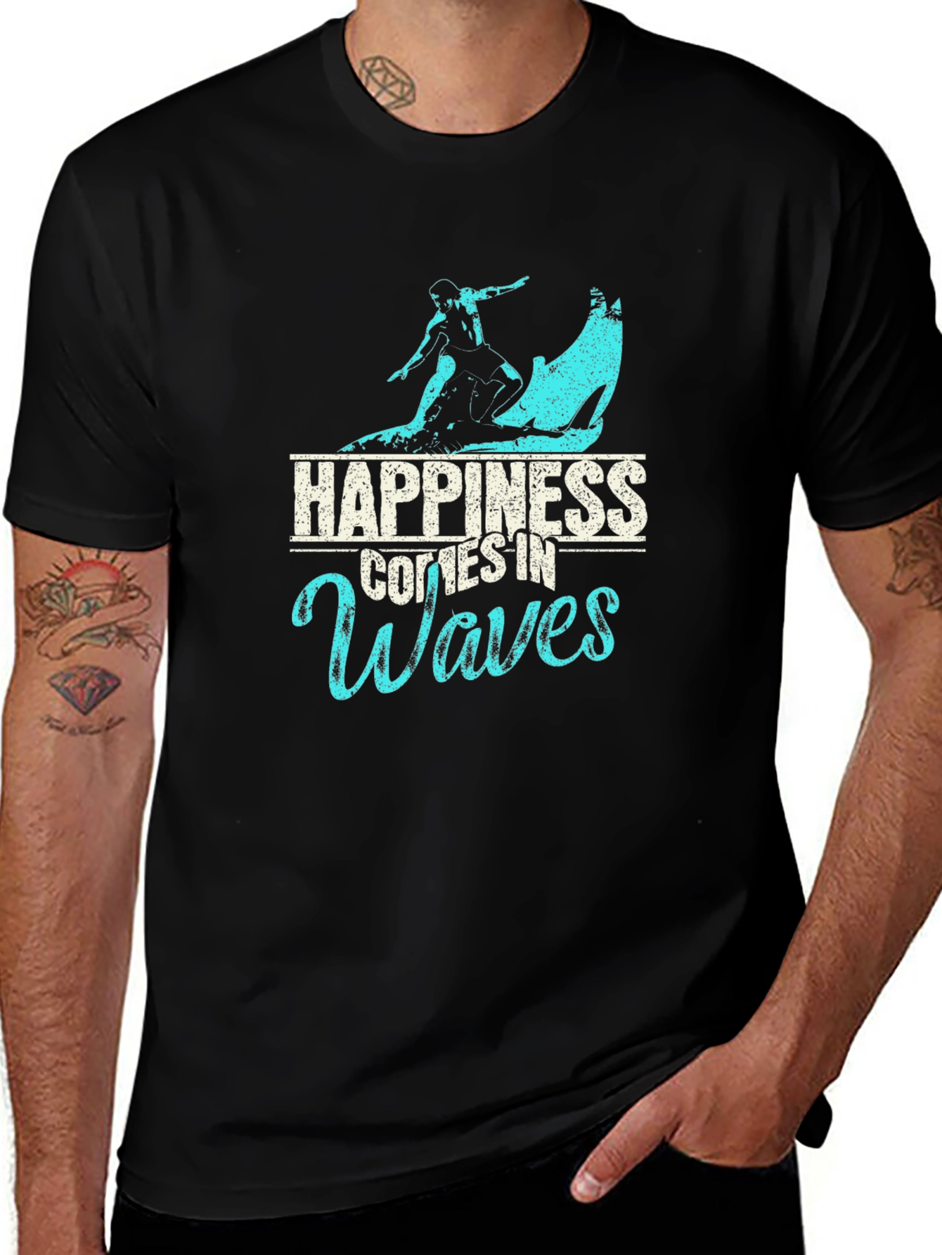 Variant 30 of Happiness Comes In Waves Graphic T-Shirt