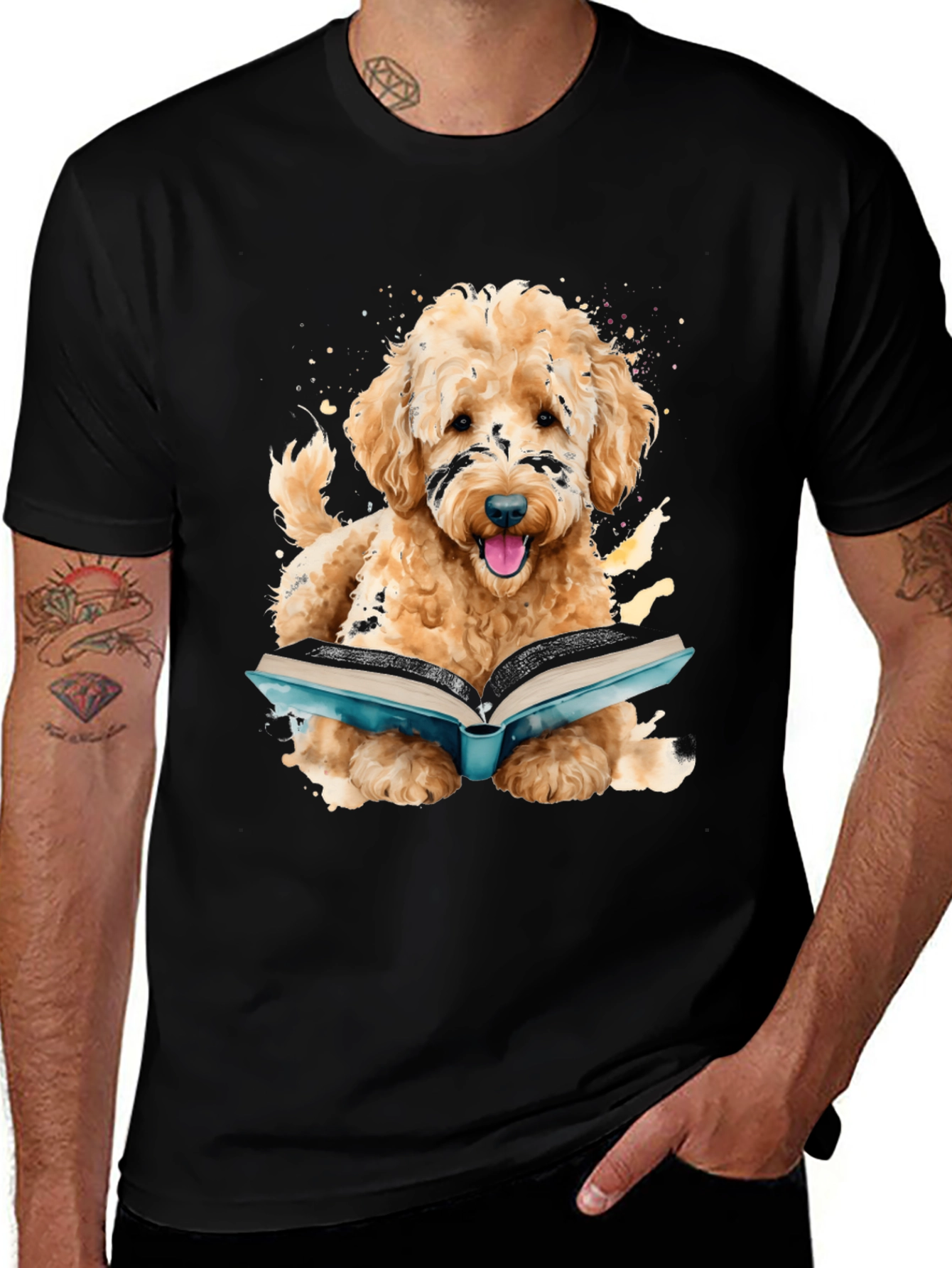 Variant 10 of Dog Reading Book T-Shirt