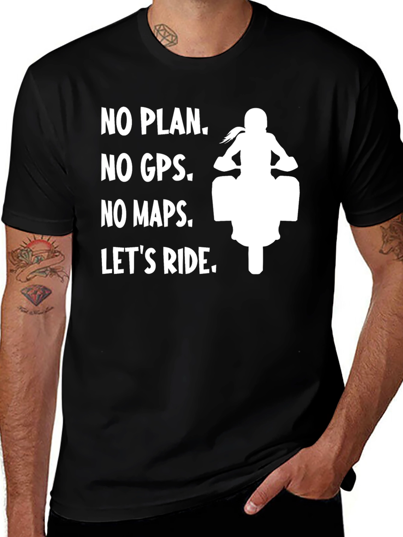 Variant 7 of No Plan, No GPS, Let's Ride T-Shirt