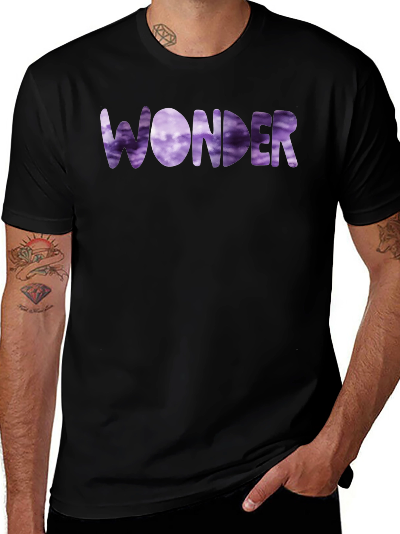 Variant 21 of Wonder Graphic T-Shirt - Men's Black Crew Neck Tee