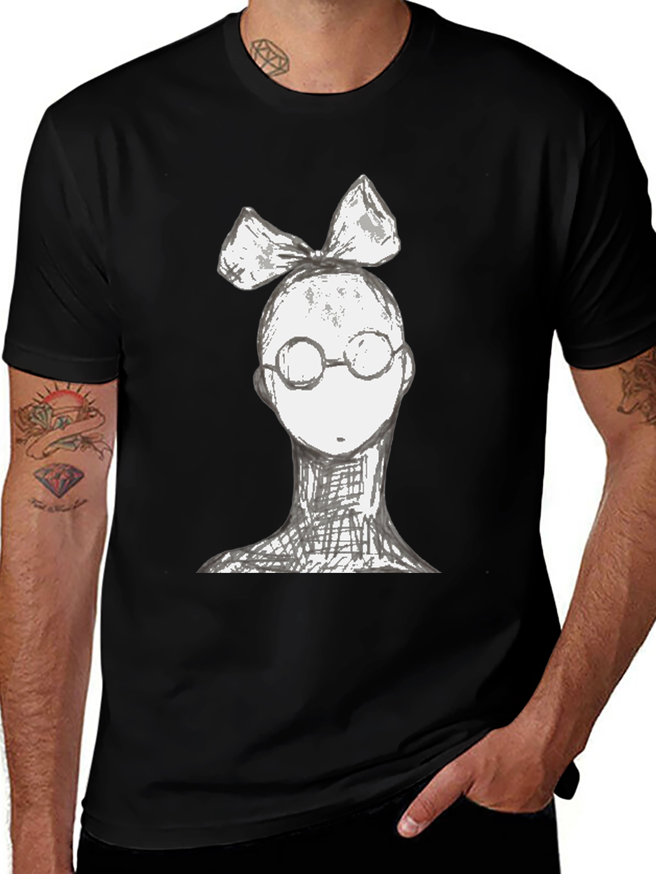 Variant 8 of Whimsical Character Tee - Black Cotton Blend