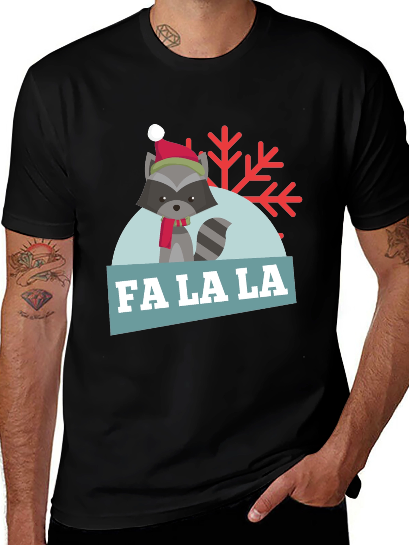 Festive Raccoon 'Fa La La' Holiday T-Shirt