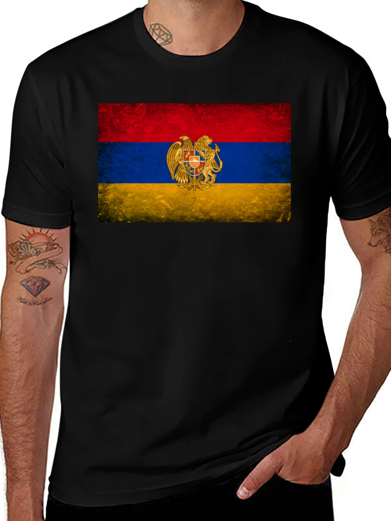 Variant 10 of Armenia Flag T-Shirt, Vintage Style