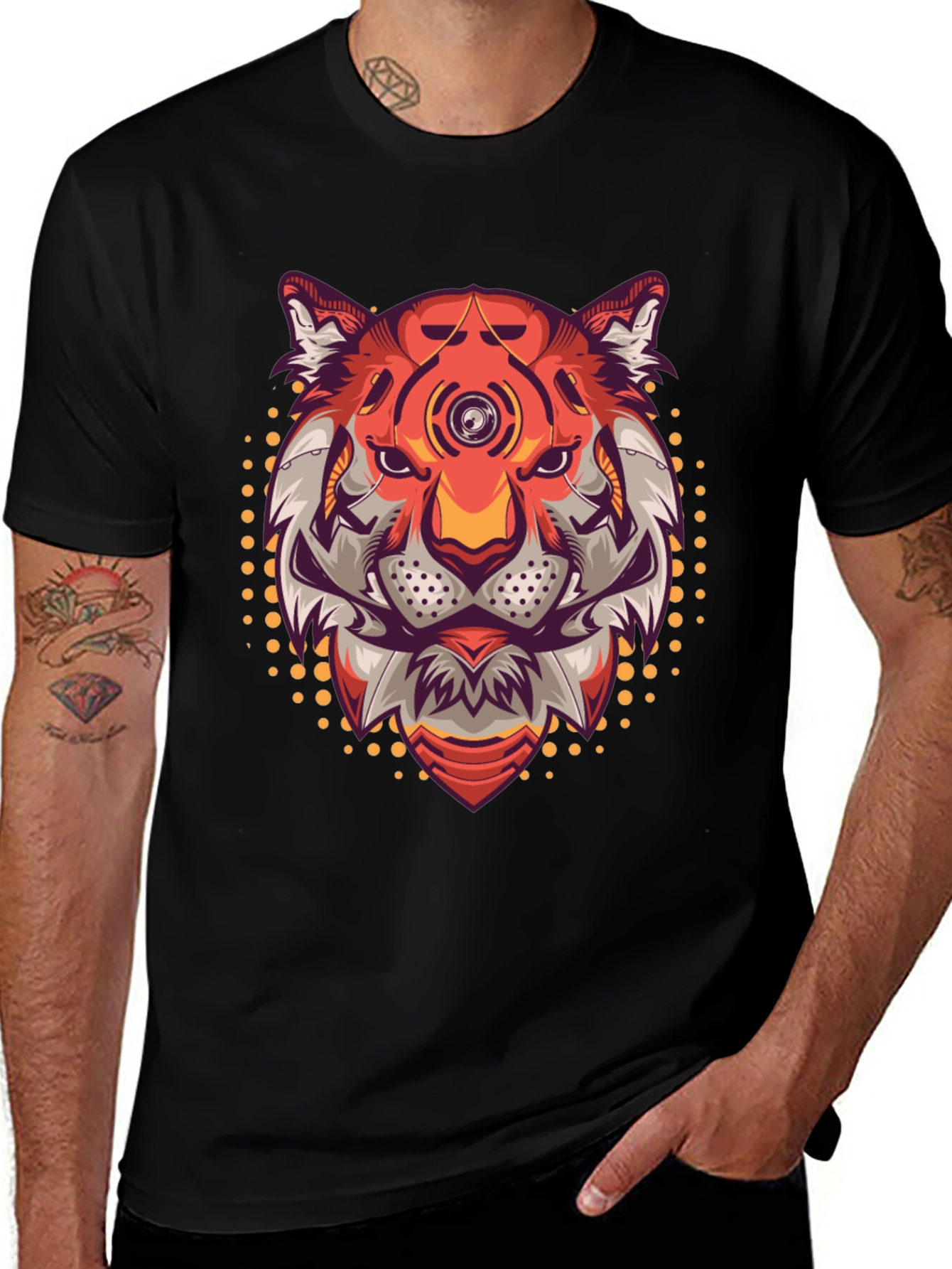 Variant 26 of Cyberpunk Tiger Graphic T-Shirt - Cool Futuristic Design