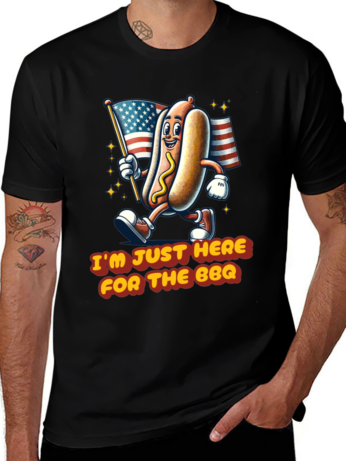 BBQ Hot Dog T-Shirt - Patriotic Graphic Tee