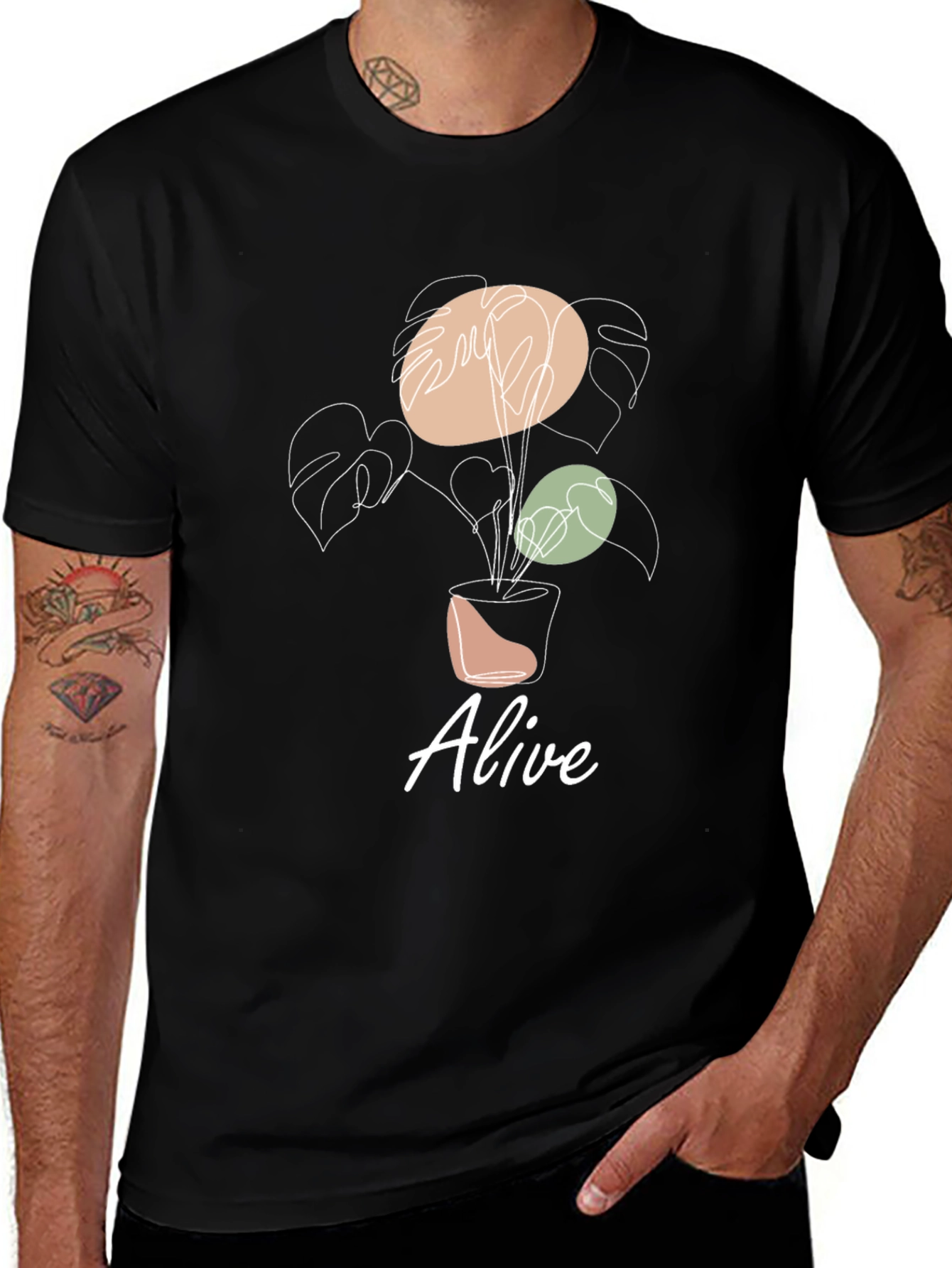 Alive Plant Graphic Tee - Trendy Minimalist Design