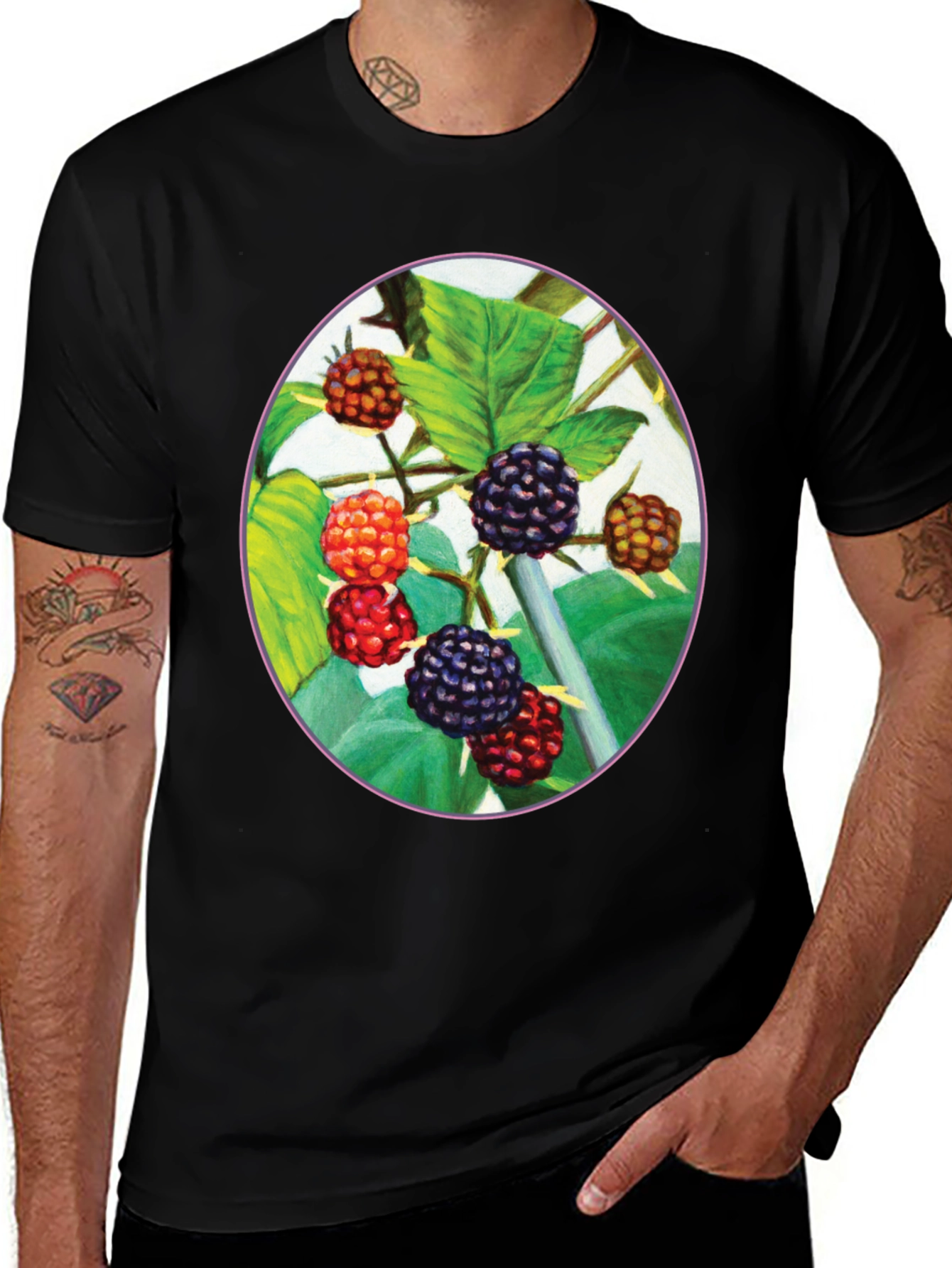 Variant 24 of Blackberry Design Black T-Shirt