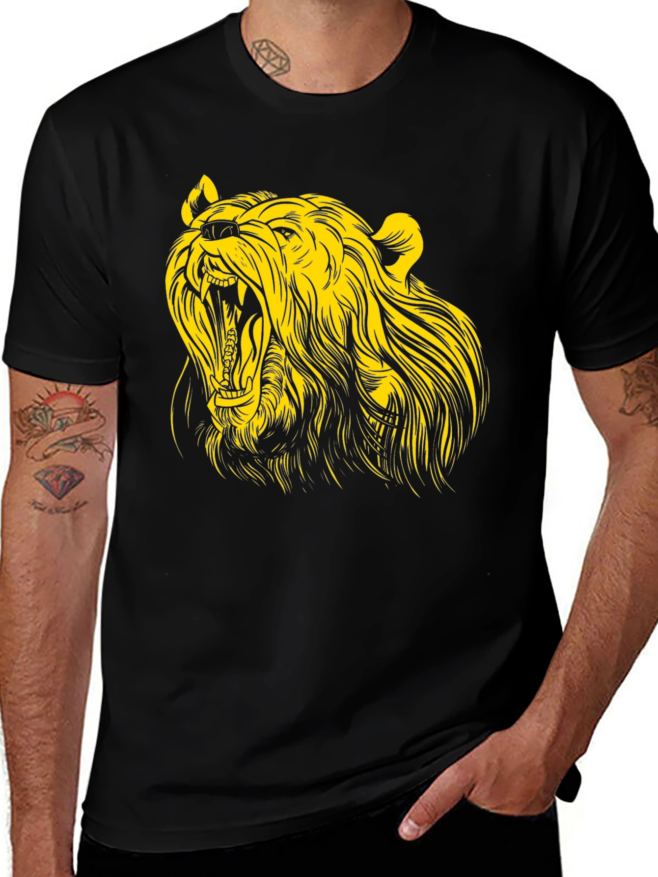 Variant 18 of Roaring Bear Graphic Tee - Black Cotton T-Shirt